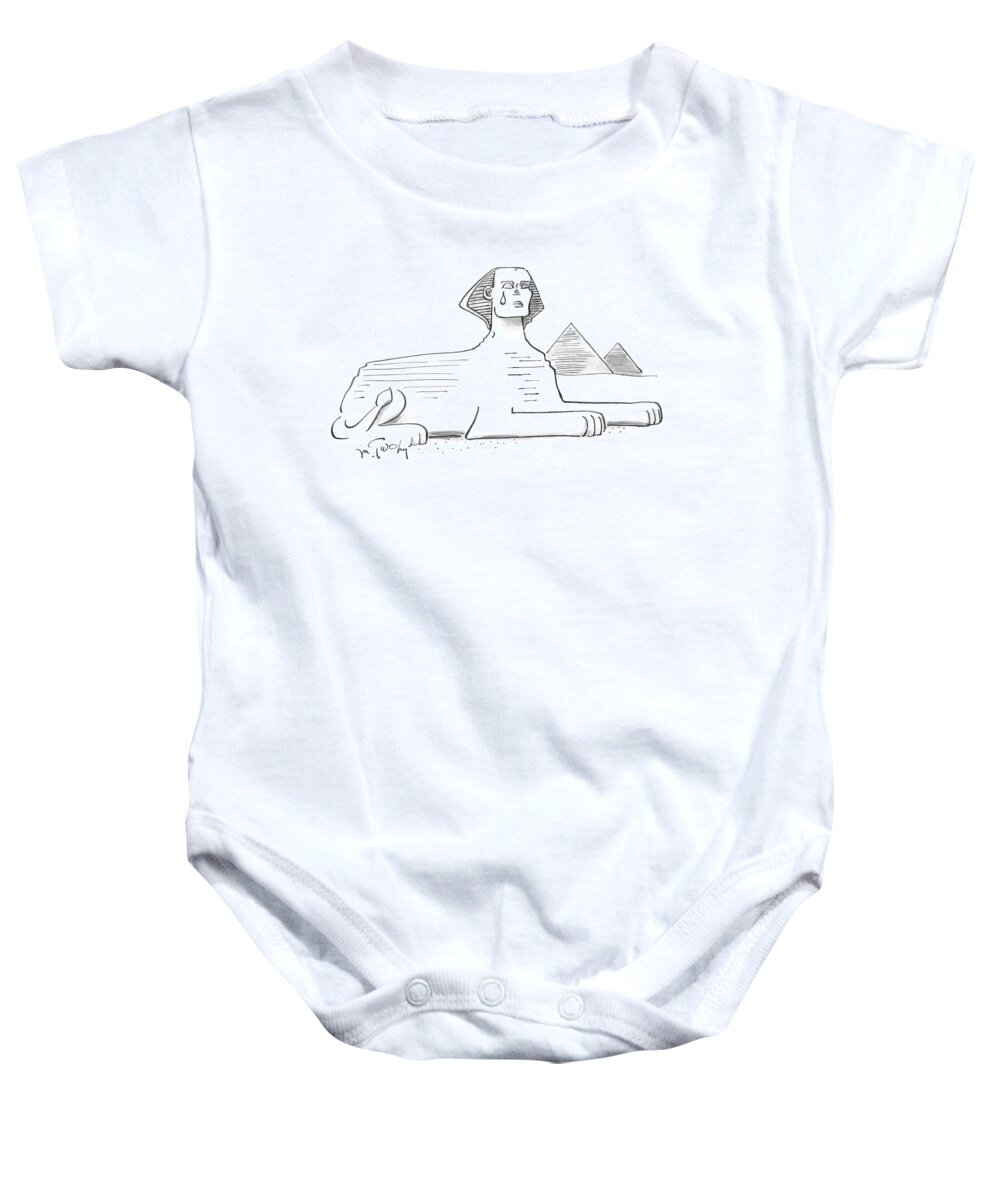 Cartoon Baby Onesie featuring the drawing The Sphinx Crying by Mike Twohy