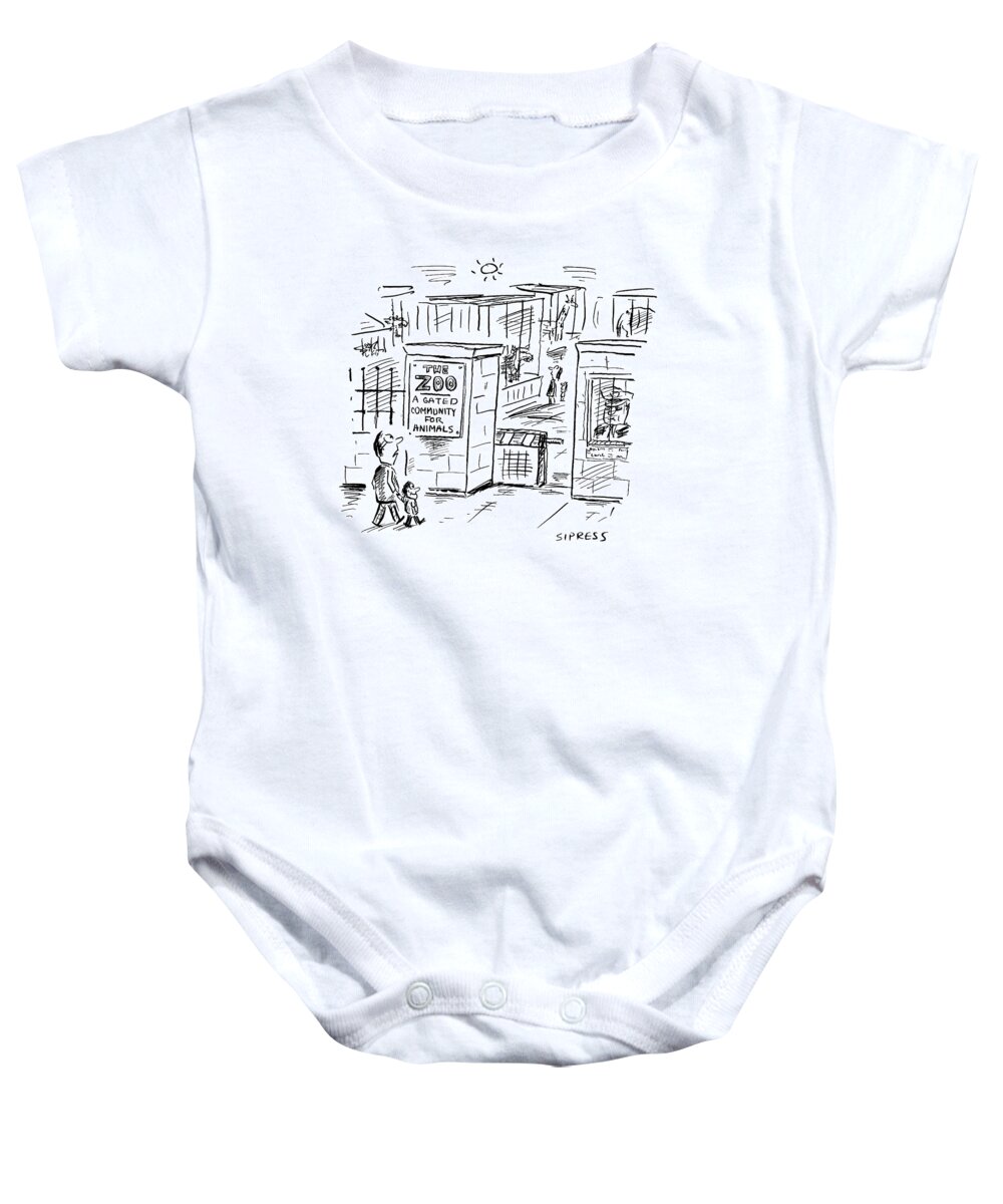 Rich Baby Onesie featuring the drawing The Zoo
A Gated Community For Animals by David Sipress