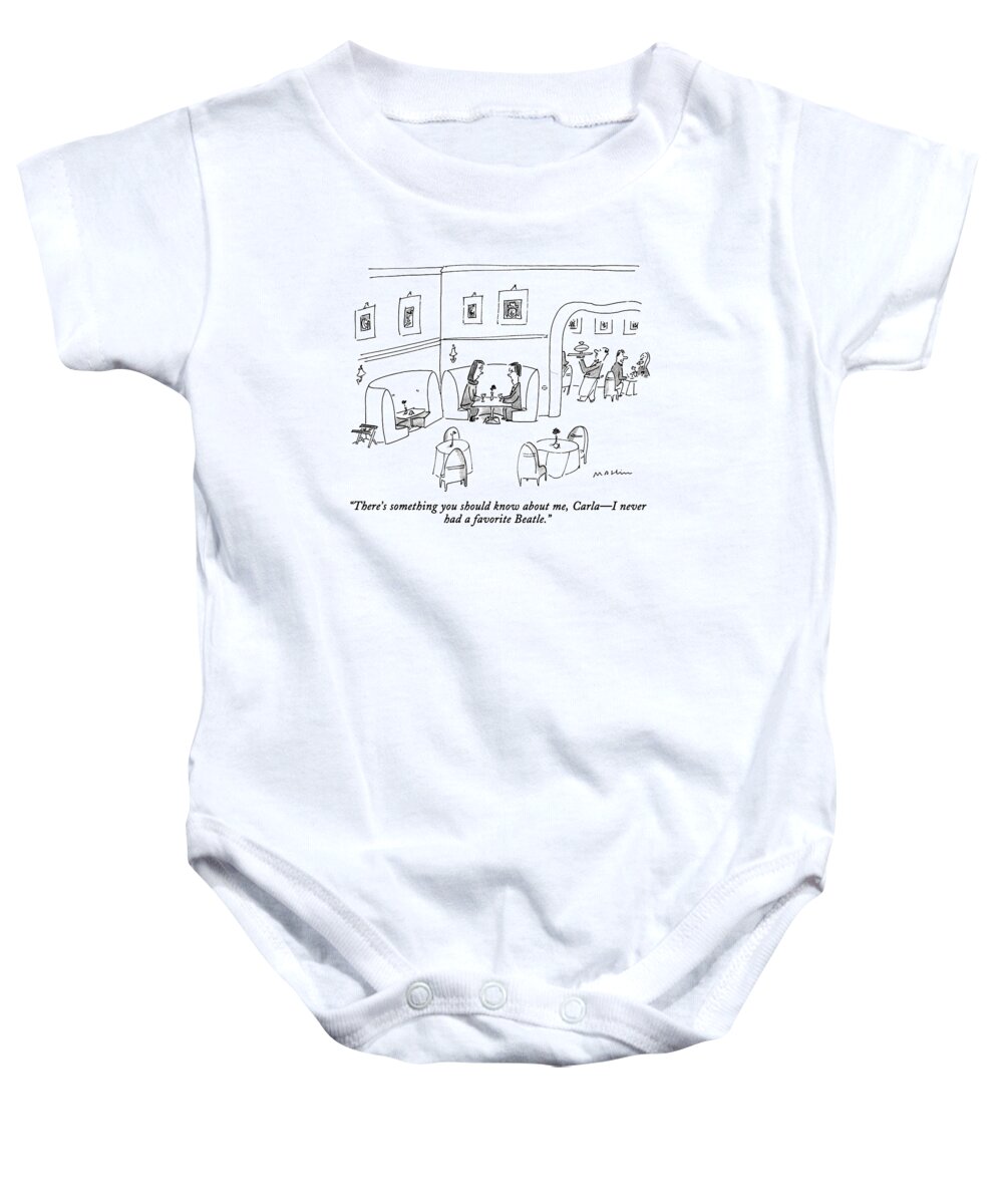 Entertainment Baby Onesie featuring the drawing There's Something You Should Know by Michael Maslin