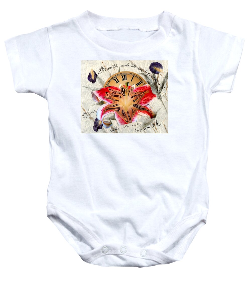 Time Baby Onesie featuring the digital art Timeflower by Lisa Yount