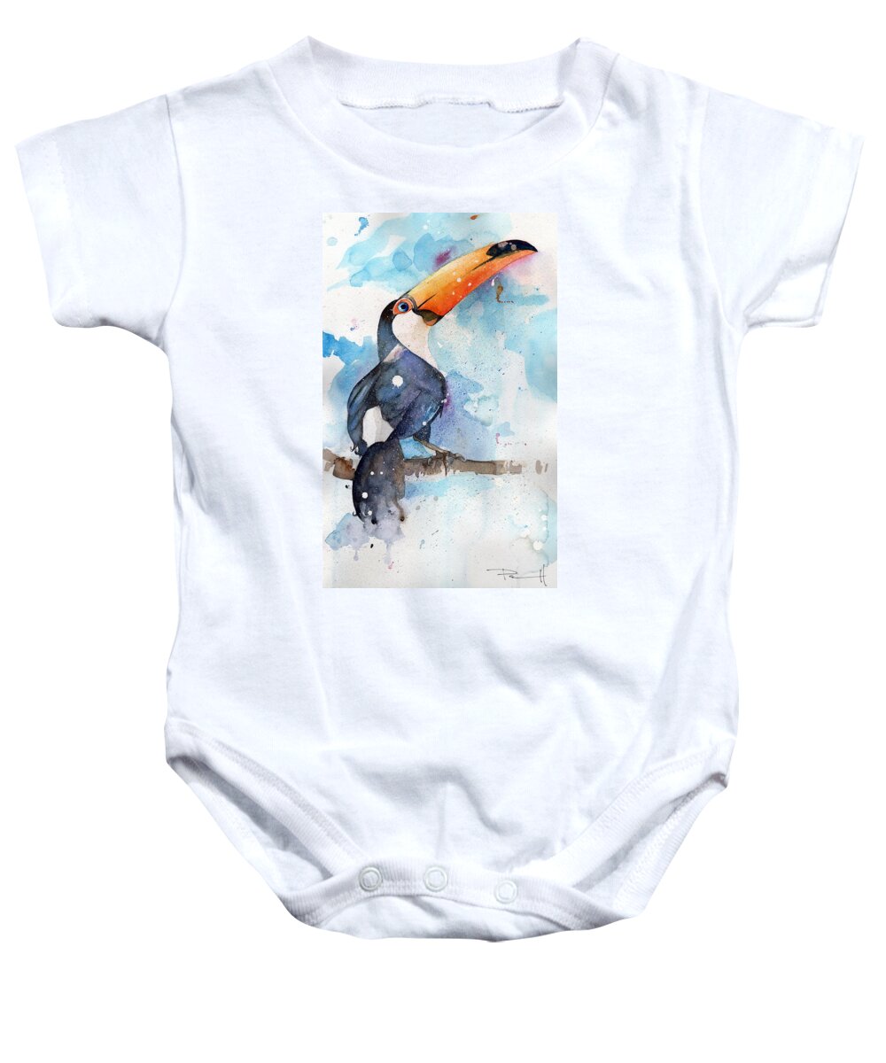 Toucan Baby Onesie featuring the painting Toucan Sam by Sean Parnell