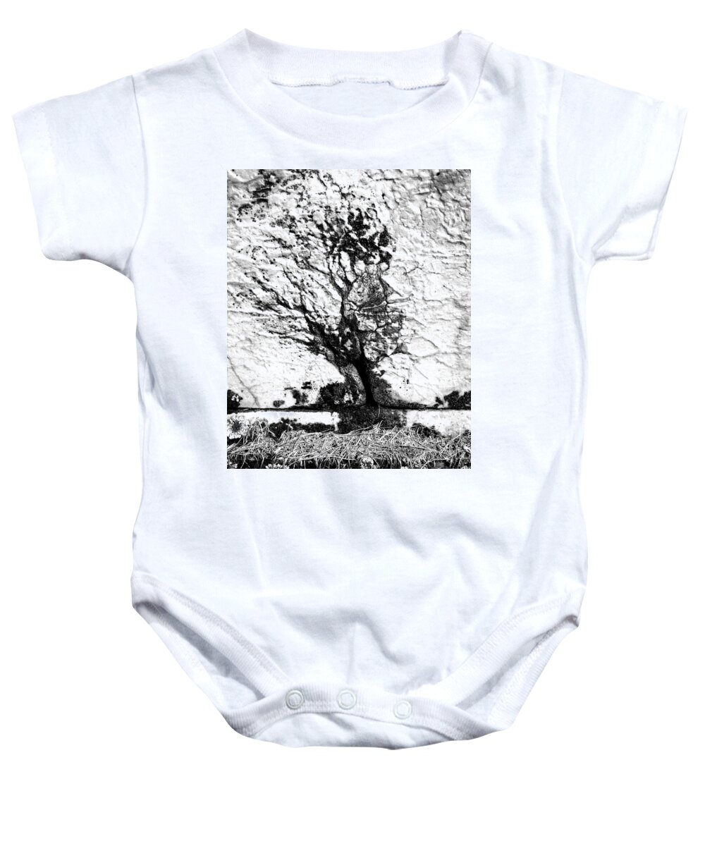 B & W Baby Onesie featuring the photograph Tree in Stone by Paul W Faust - Impressions of Light