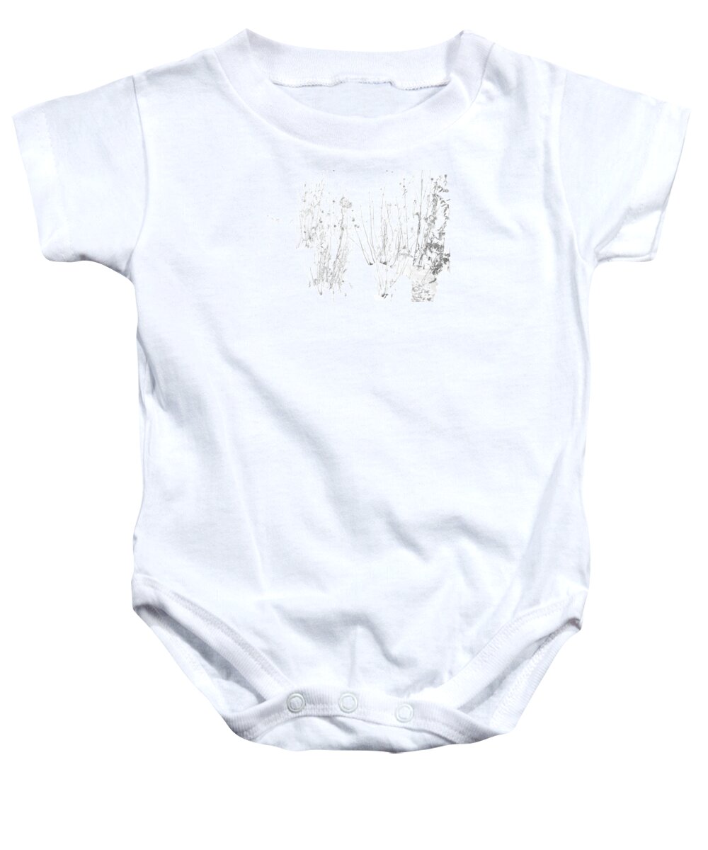 Black And White Image Baby Onesie featuring the photograph Weeds in Snow by Valerie Collins