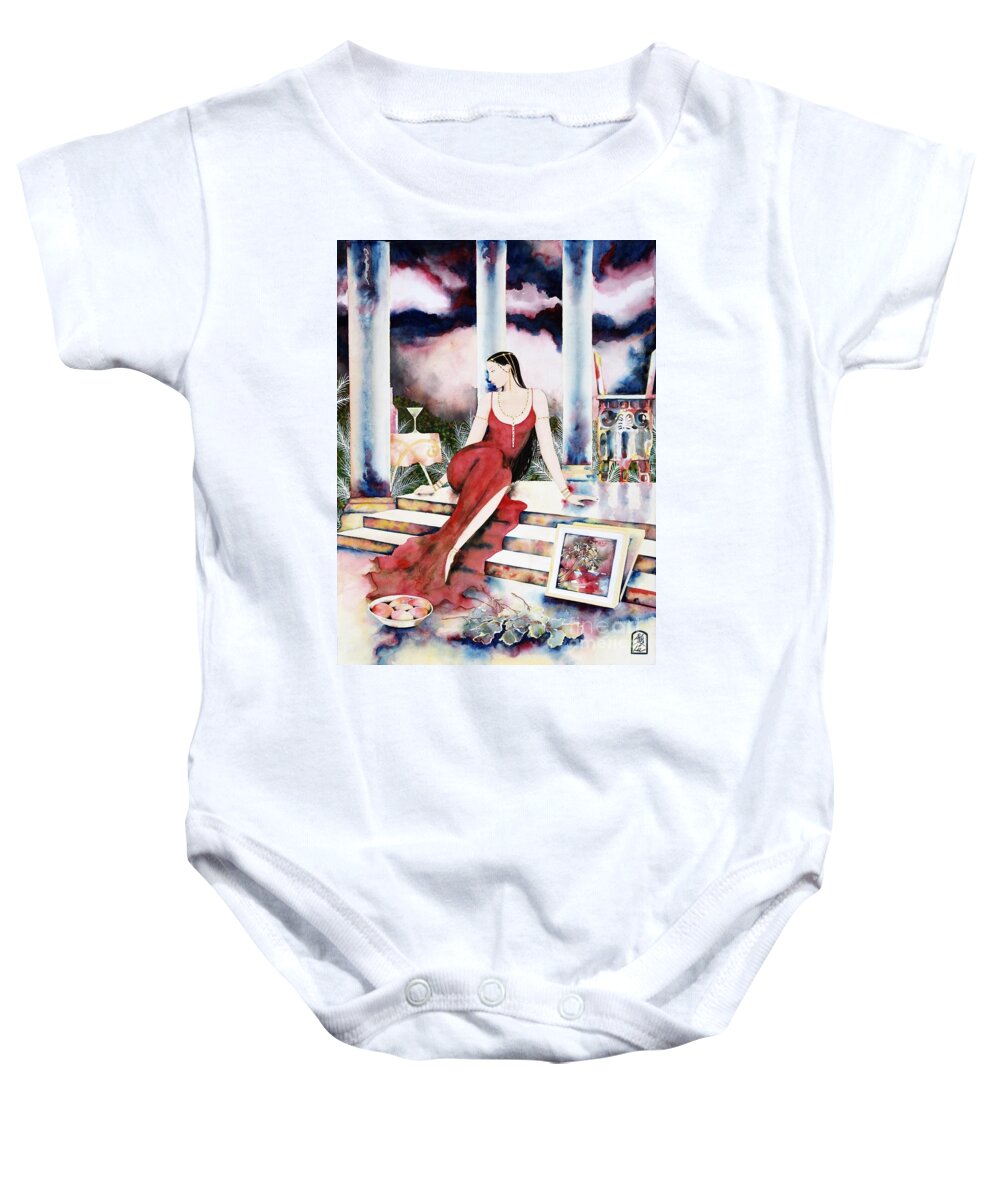 Exotic Baby Onesie featuring the painting Twilight Surroundings by Frances Ku