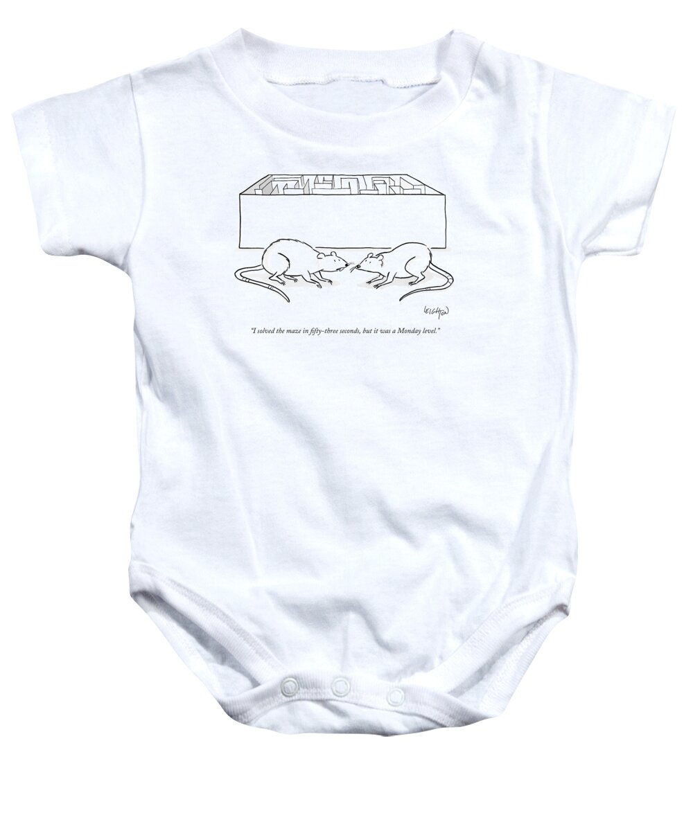Rats Baby Onesie featuring the drawing Two Labs Rats Speak Outside A Maze by Robert Leighton