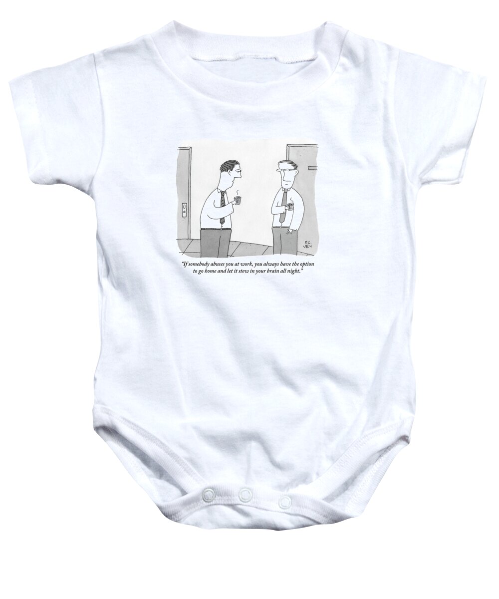 Office Baby Onesie featuring the drawing Two Men Talking by Peter C. Vey