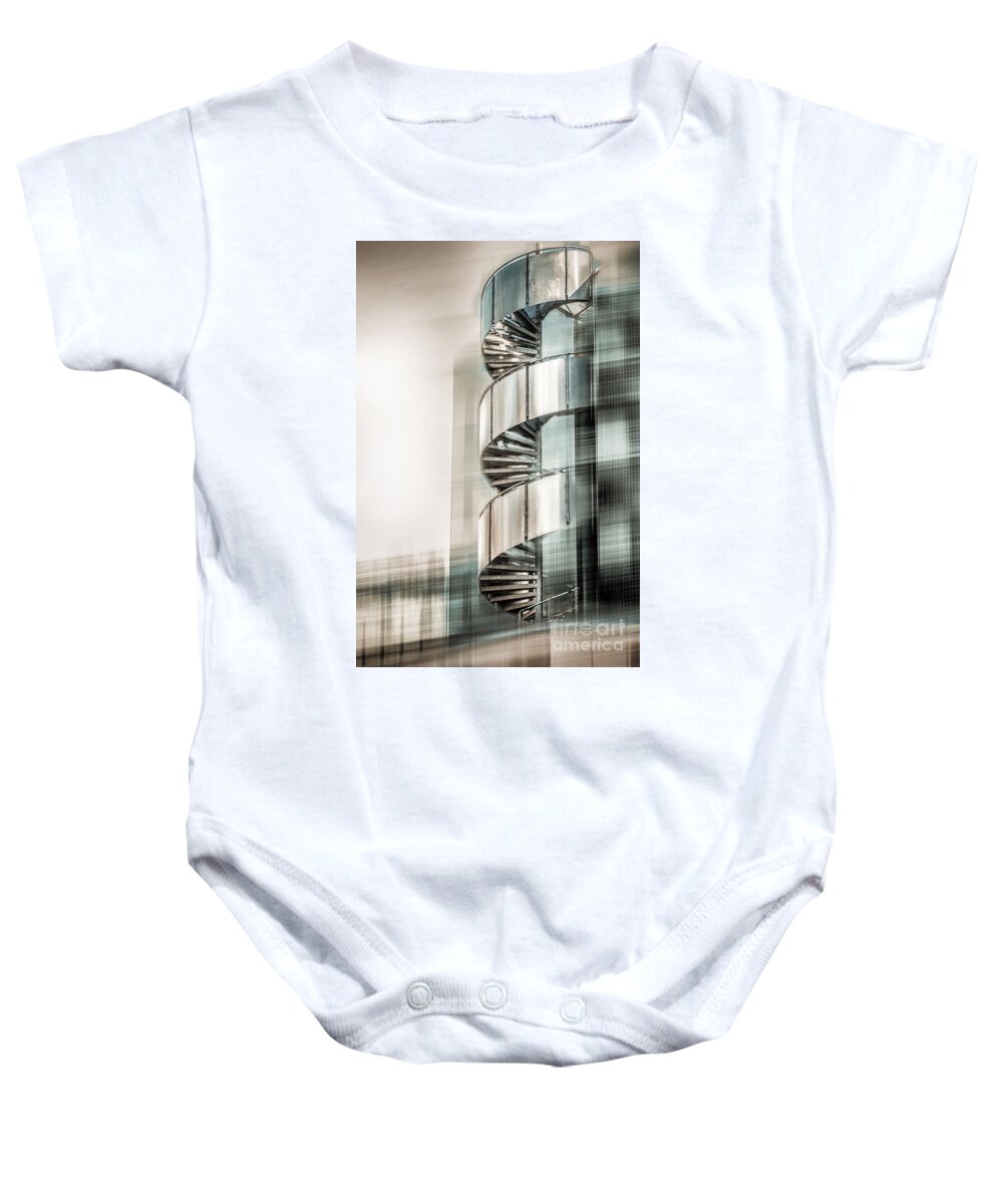 Stairs Baby Onesie featuring the digital art Urban Drill - Cyan by Hannes Cmarits