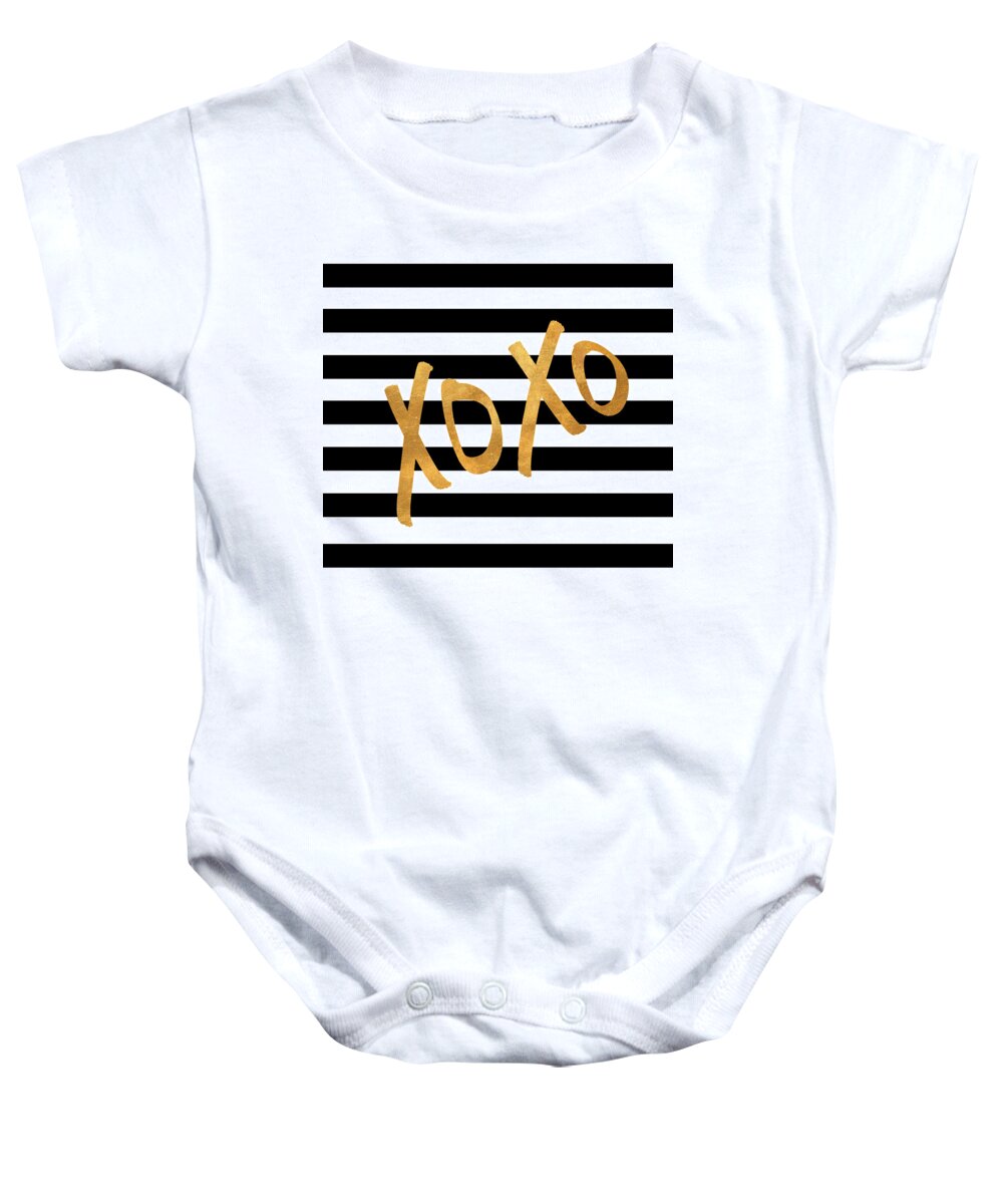 Valentines Baby Onesie featuring the digital art Valentines Stripes IIi by South Social Studio
