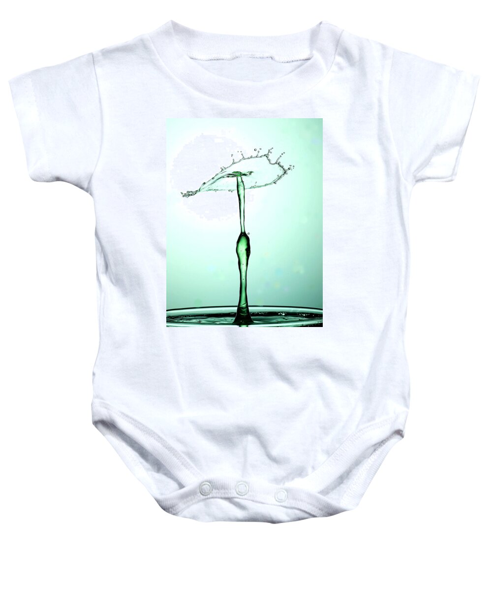 Collision Baby Onesie featuring the photograph Water Drops Collision Liquid Art 23 by Paul Ge