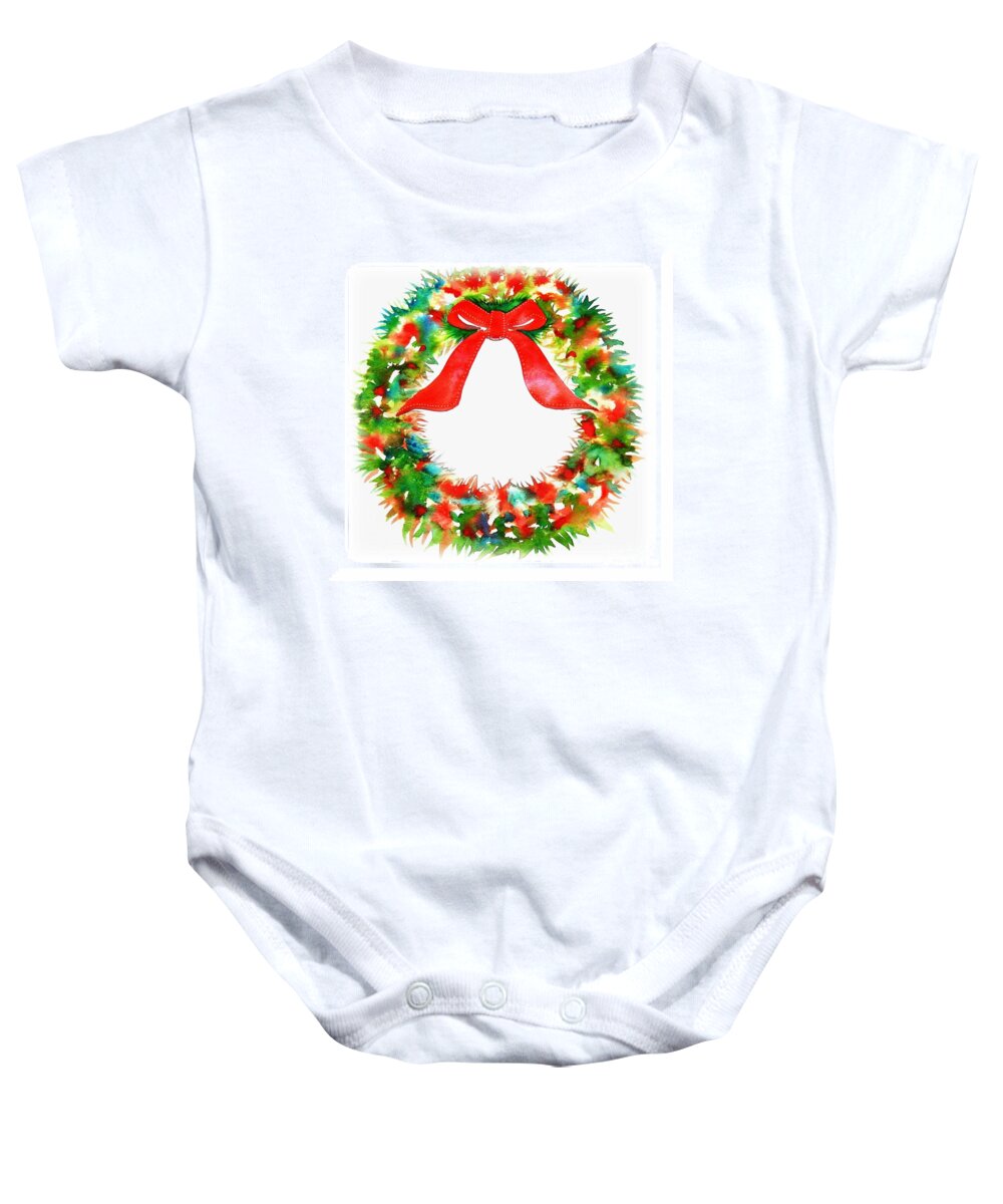 Beautiful Baby Onesie featuring the painting Watercolor Wreath by Frances Ku