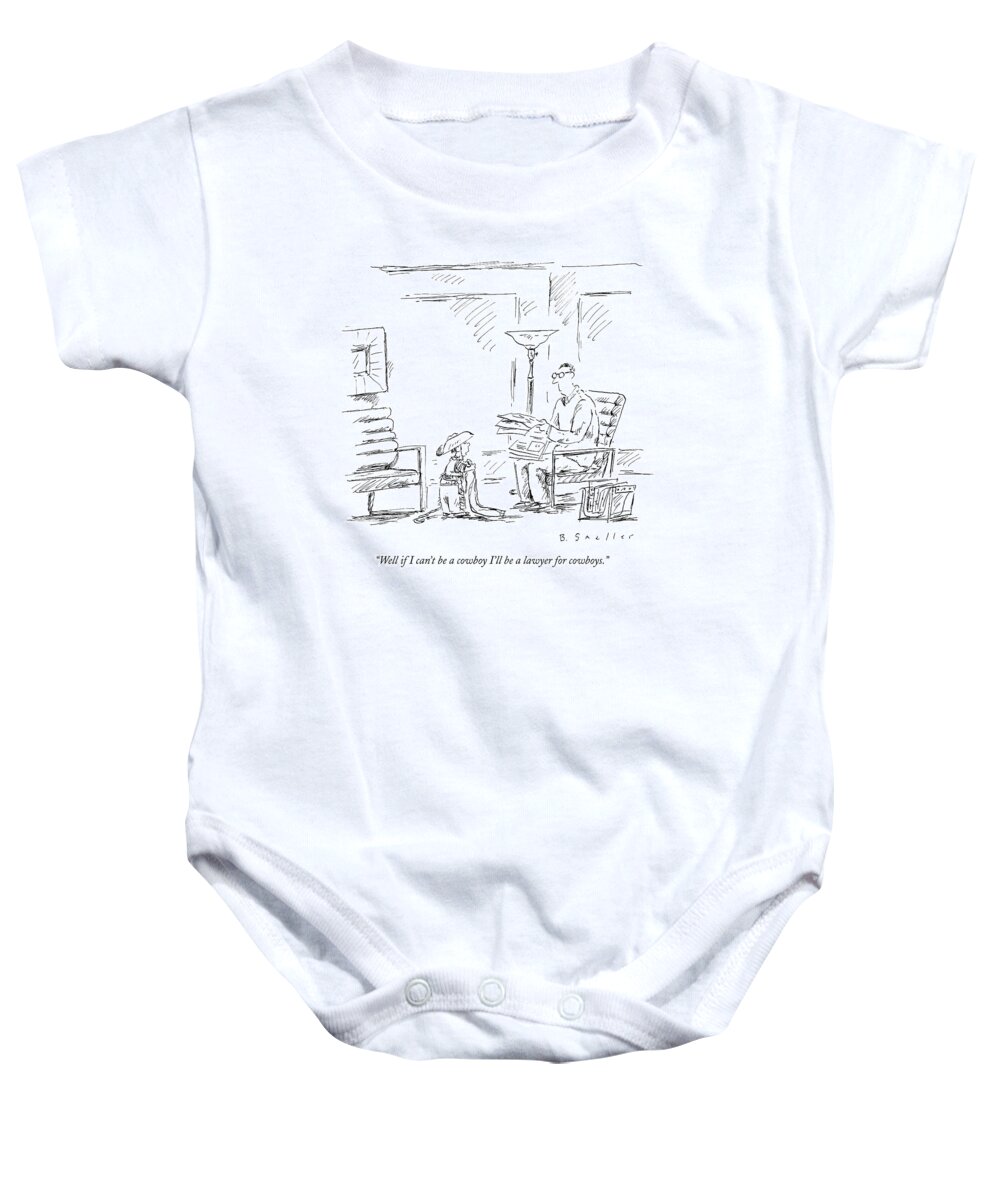 Cowboys Baby Onesie featuring the drawing Well If I Can't Be A Cowboy I'll Be A Lawyer by Barbara Smaller