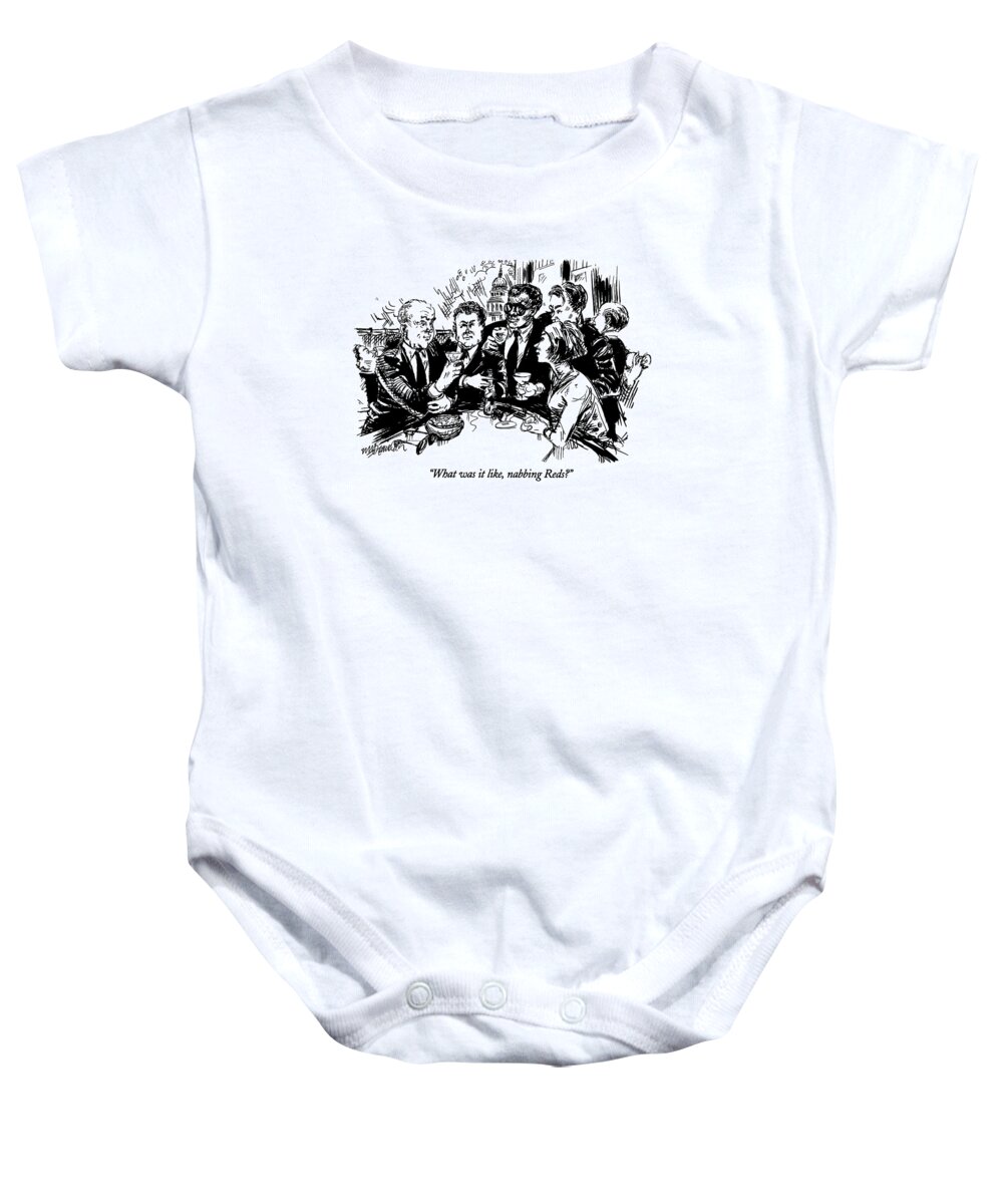 
History Baby Onesie featuring the drawing What Was It Like by William Hamilton