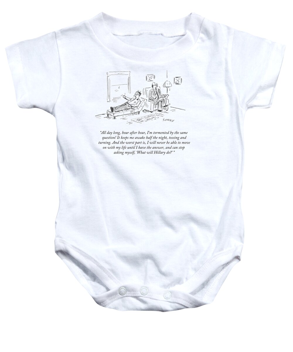 Cartoon Baby Onesie featuring the drawing What Will Hillary by David Sipress