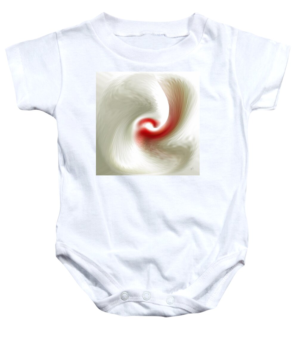 Floral Abstract Baby Onesie featuring the digital art White Flower Abstraction by Ben and Raisa Gertsberg