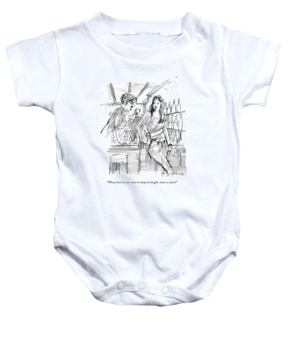 Stoop Baby Onesie featuring the drawing Whose Level Do You Want To Stoop To Tonight by Michael Crawford