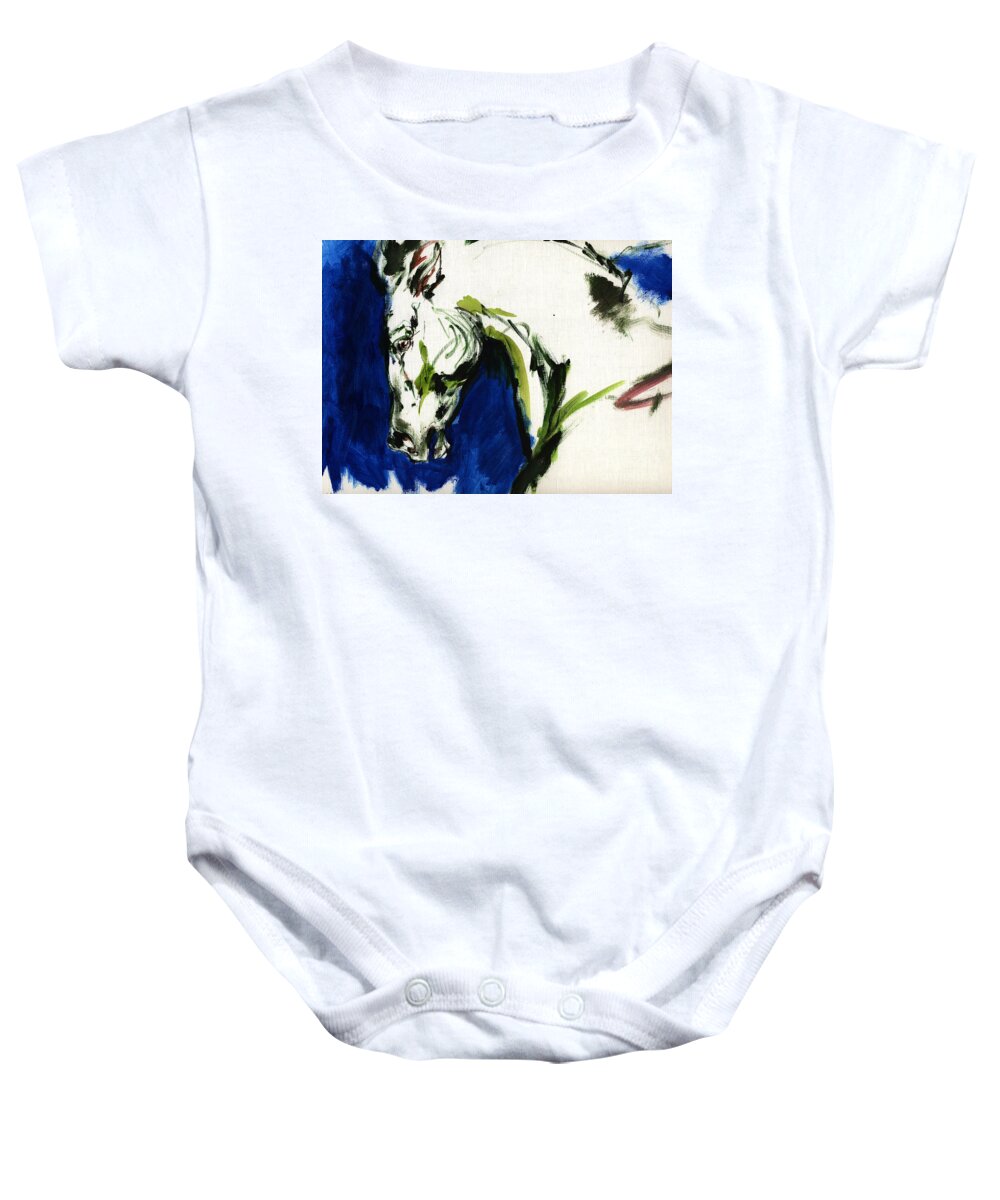 Horse Artwork Baby Onesie featuring the painting Wild Horse by Ang El