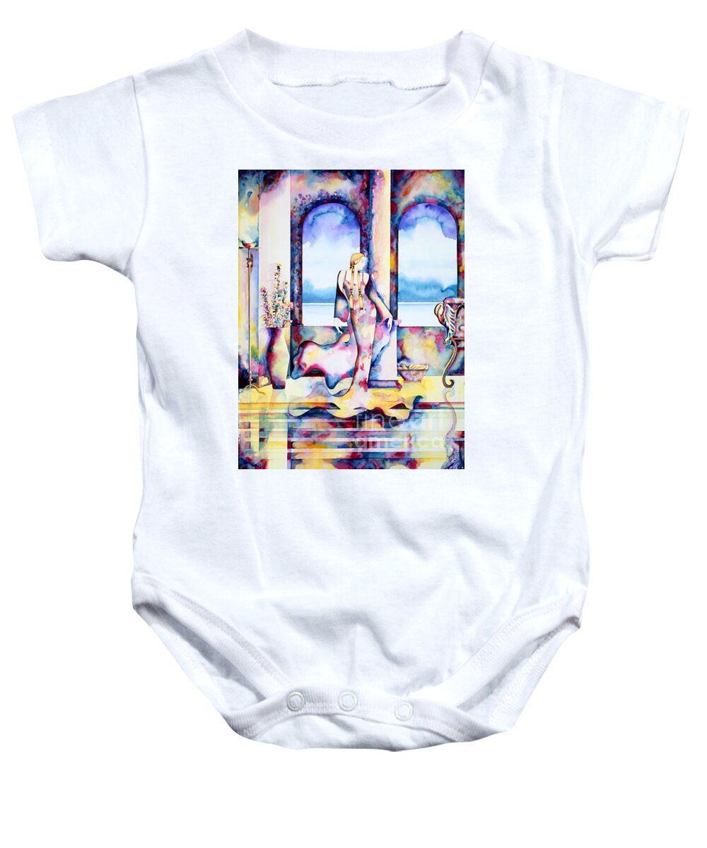 Exotic Baby Onesie featuring the painting Winds of Paradise by Frances Ku