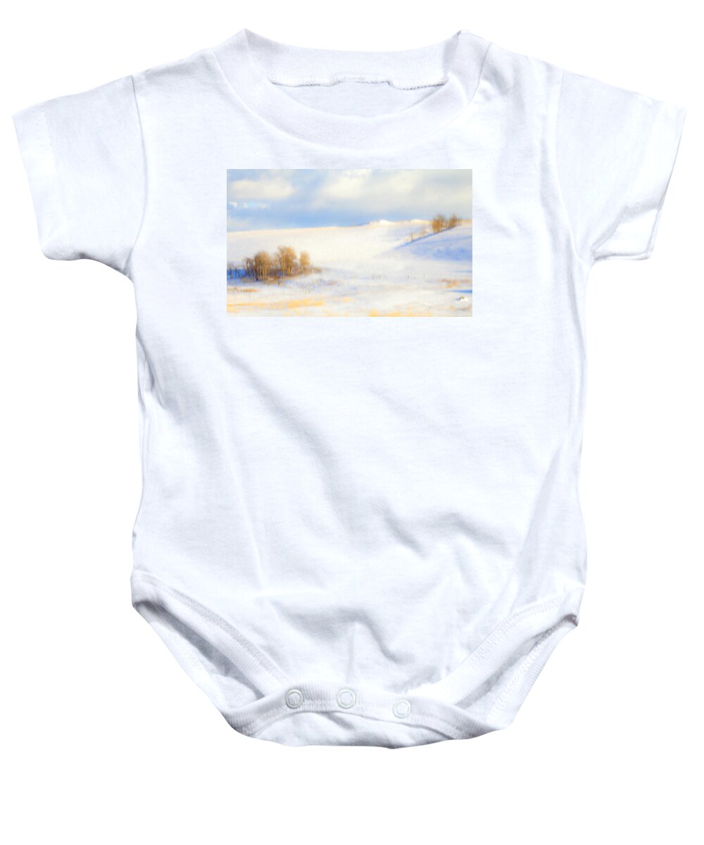 Winter Baby Onesie featuring the photograph Winter Poplars by Theresa Tahara