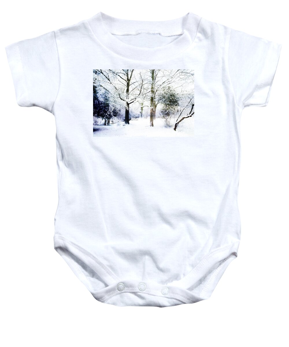 Evie Baby Onesie featuring the photograph Winter Snow Grand Rapids Michigan by Evie Carrier