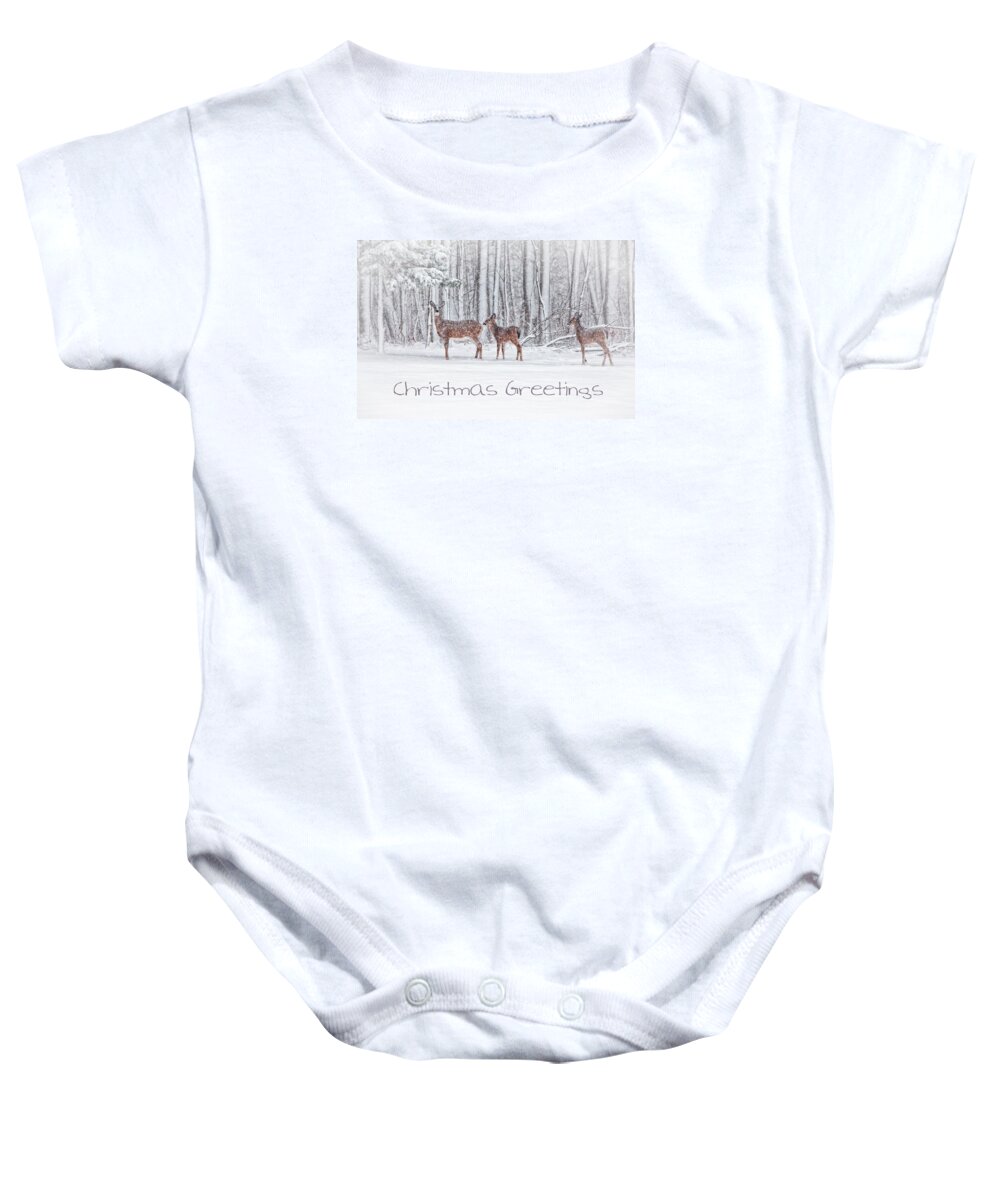 Deer Baby Onesie featuring the photograph Winter Visits Card by Karol Livote