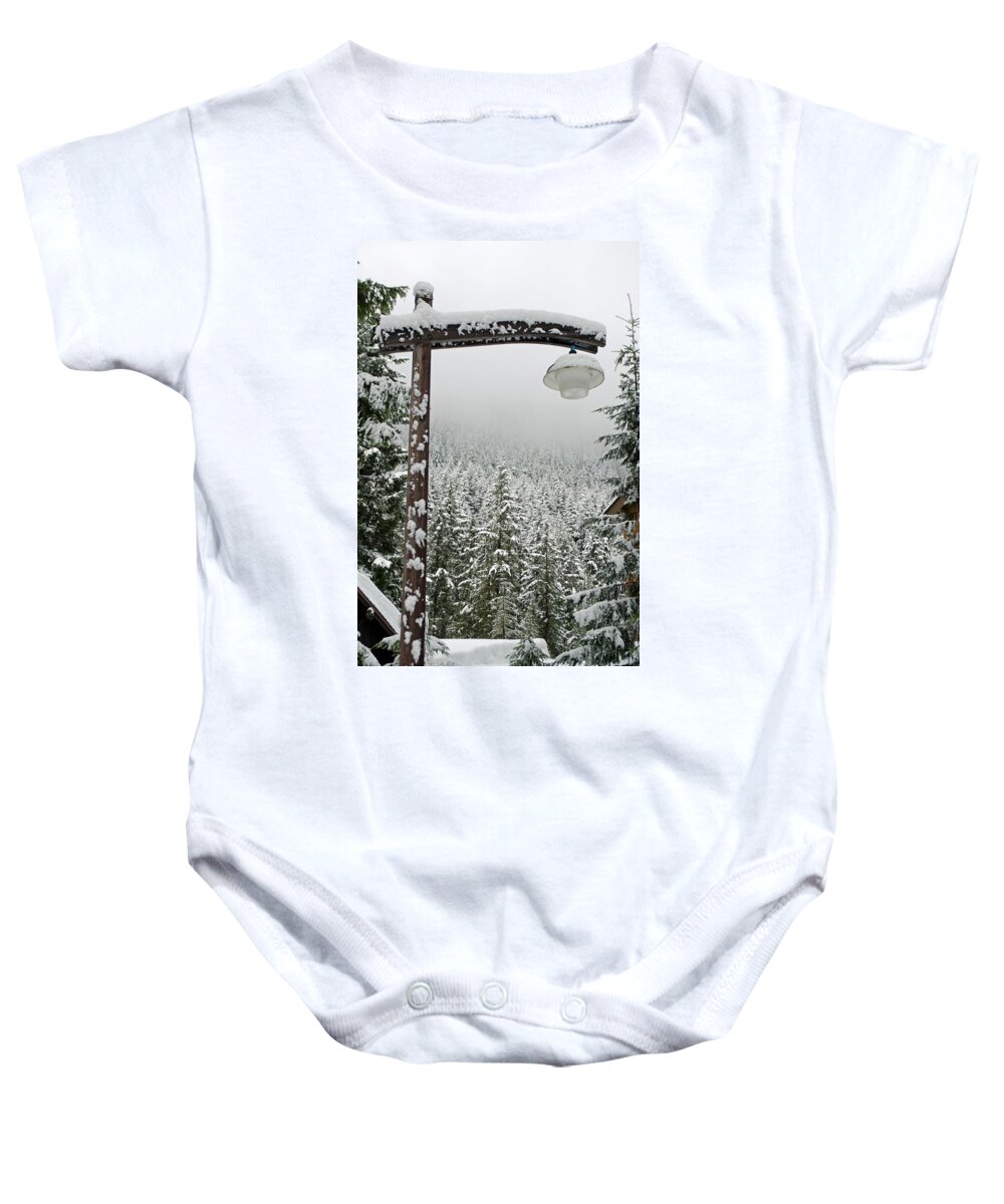 Winter Lamp Post Baby Onesie featuring the photograph Winter's Lamp Post by Tikvah's Hope