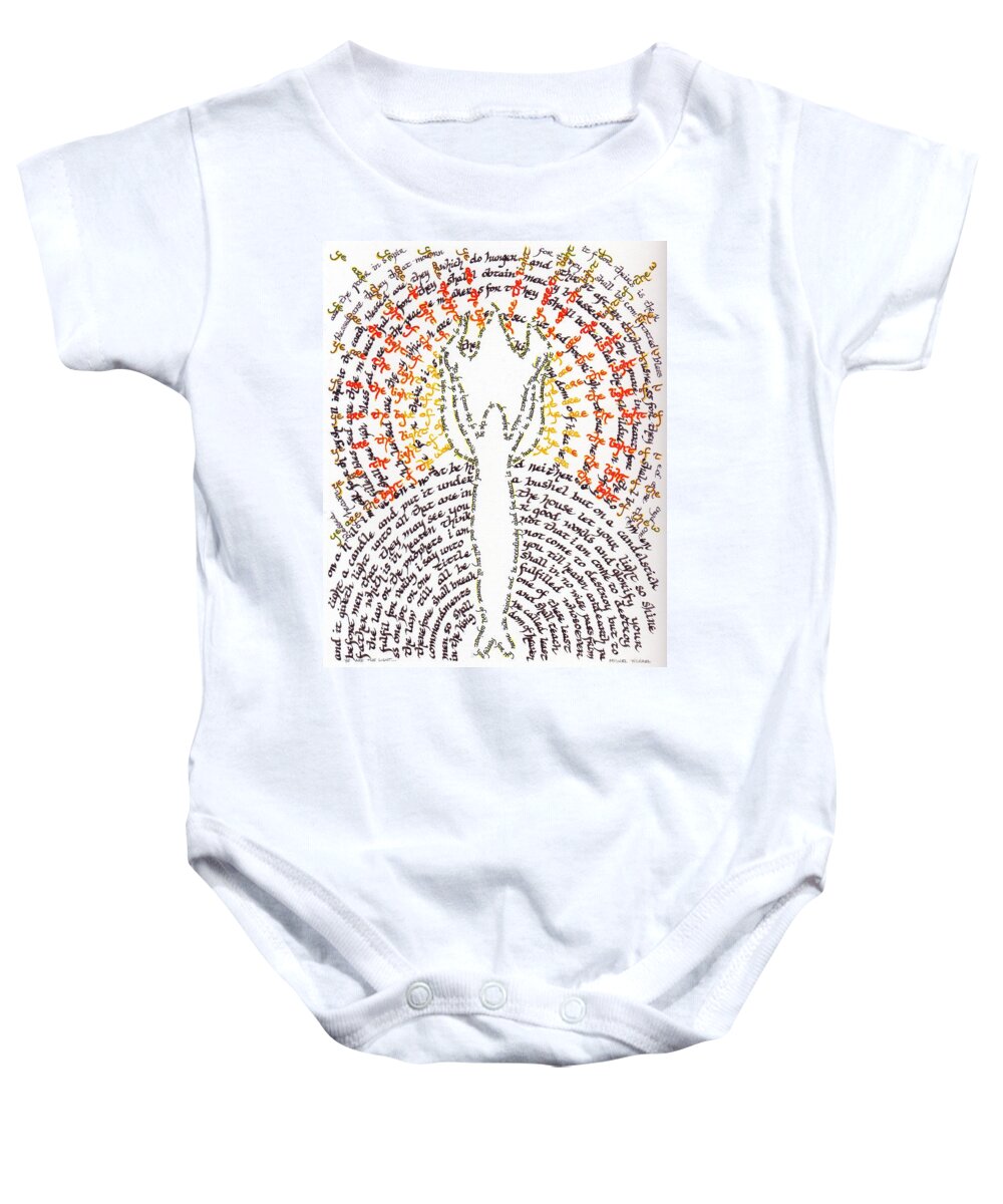 Calligraphy Baby Onesie featuring the painting Ye are the light of the world by Hidden Mountain