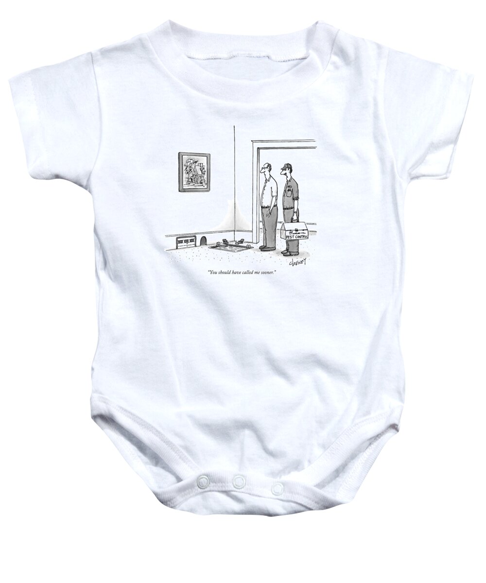 Mice Baby Onesie featuring the drawing You Should Have Called Me Sooner by Tom Cheney