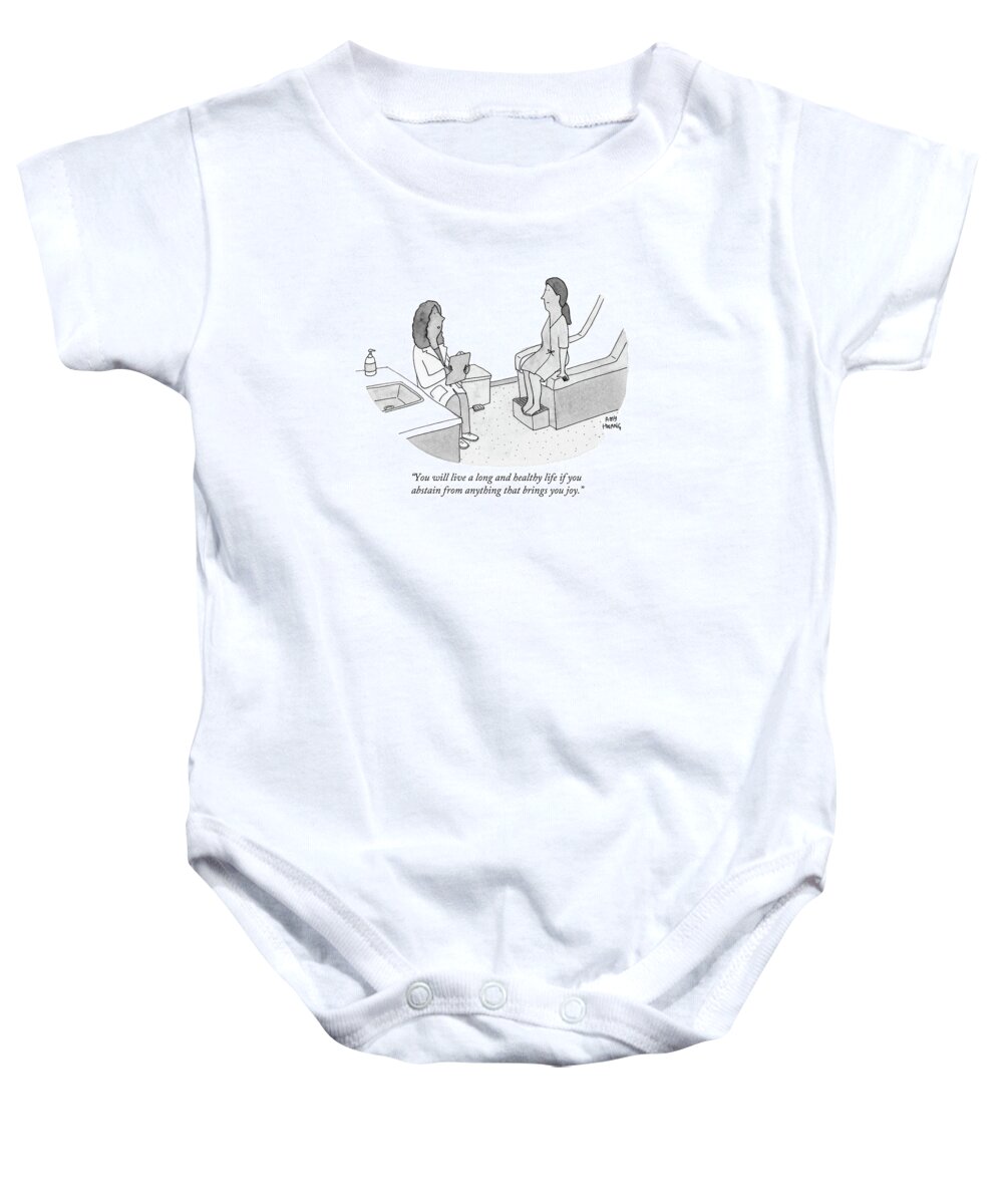 Doctor Baby Onesie featuring the drawing You Will Live A Long And Healthy Life If by Amy Hwang
