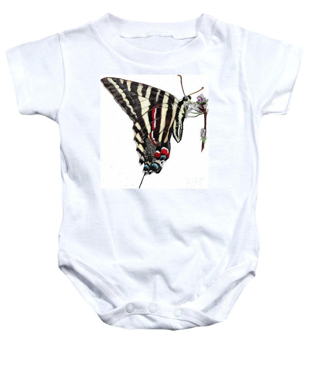 Zebra Swallowtail Butterfly Baby Onesie featuring the photograph Zebra Swallowtail Butterfly by Roger Hall