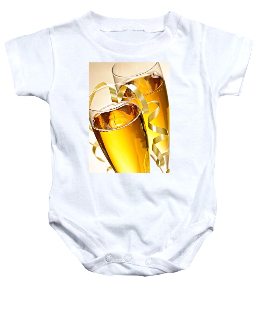 Champagne Baby Onesie featuring the photograph Champagne glasses 2 by Elena Elisseeva