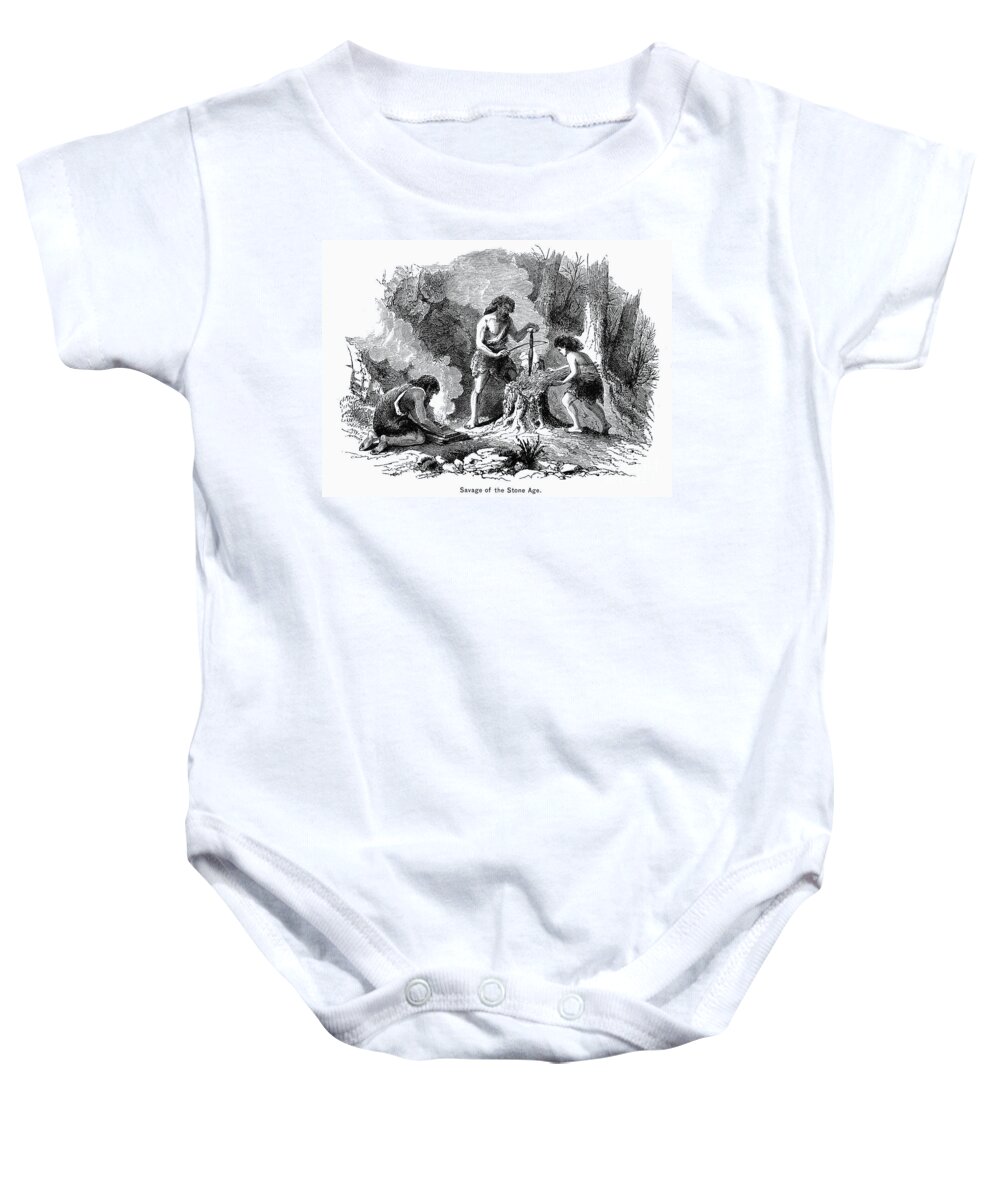 Campfire Baby Onesie featuring the photograph Prehistoric Man #1 by Granger