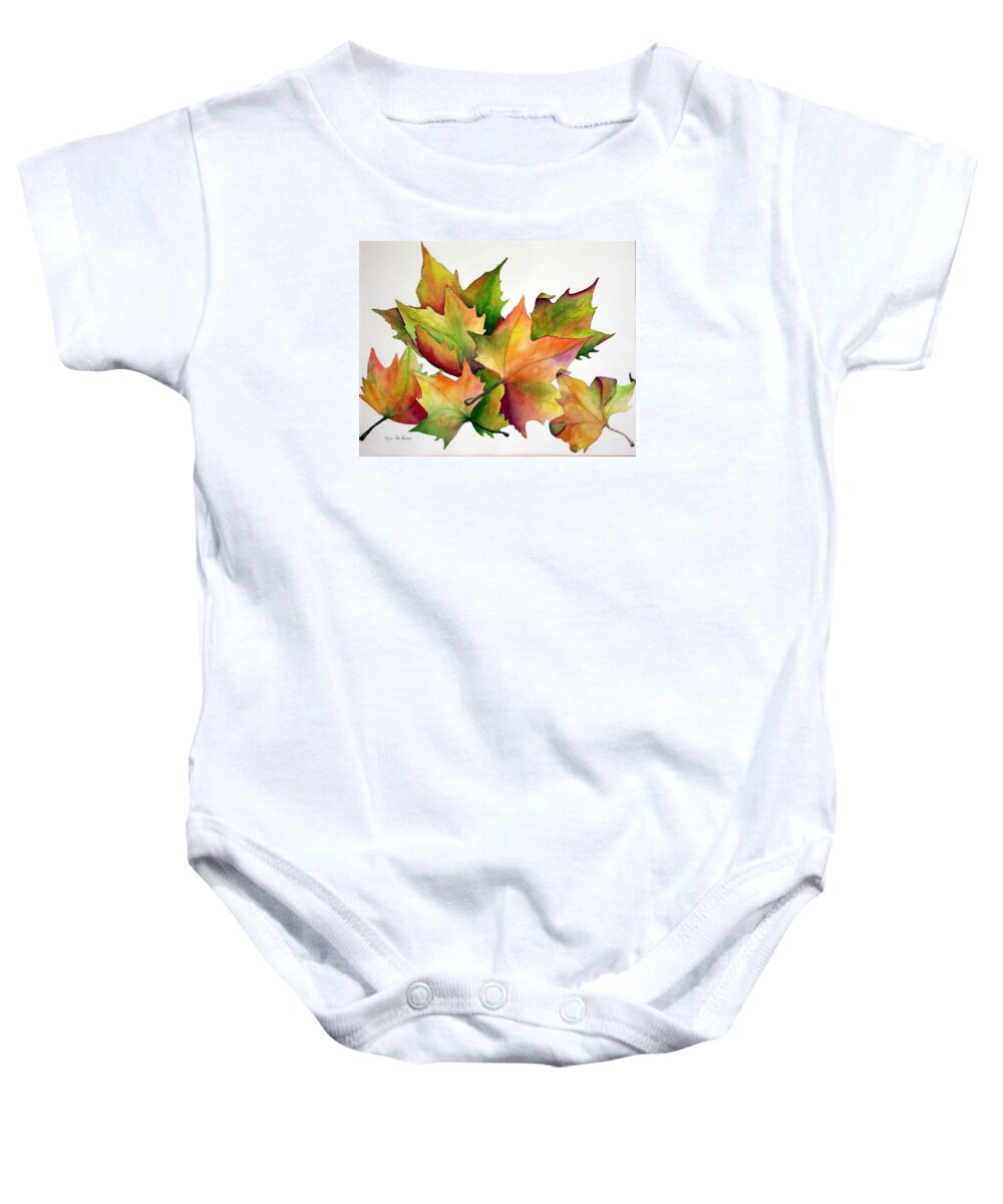 Leaves Baby Onesie featuring the painting Autumn Leaves by Lyn DeLano