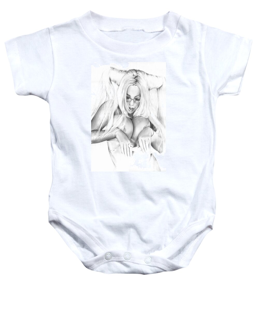  Baby Onesie featuring the drawing Blue Sound by Pete Tapang