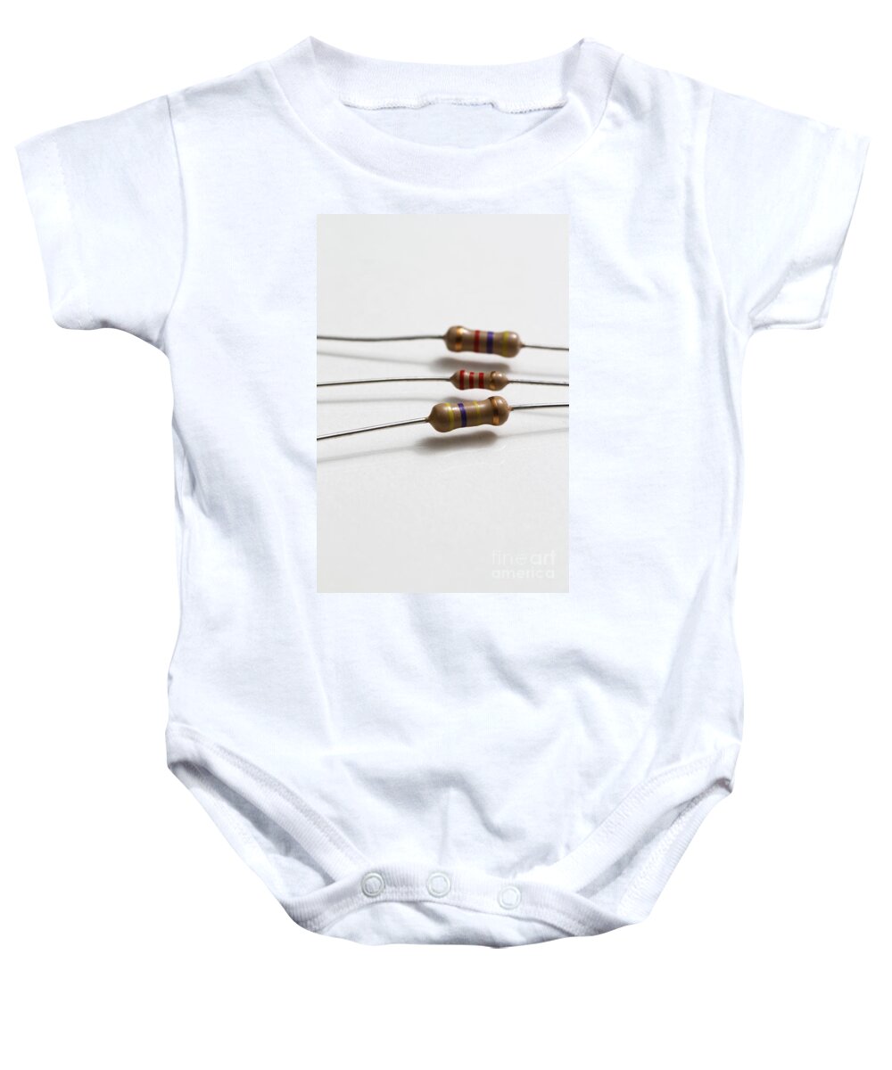 Component Baby Onesie featuring the photograph Carbon Film Resistors by Photo Researchers, Inc.