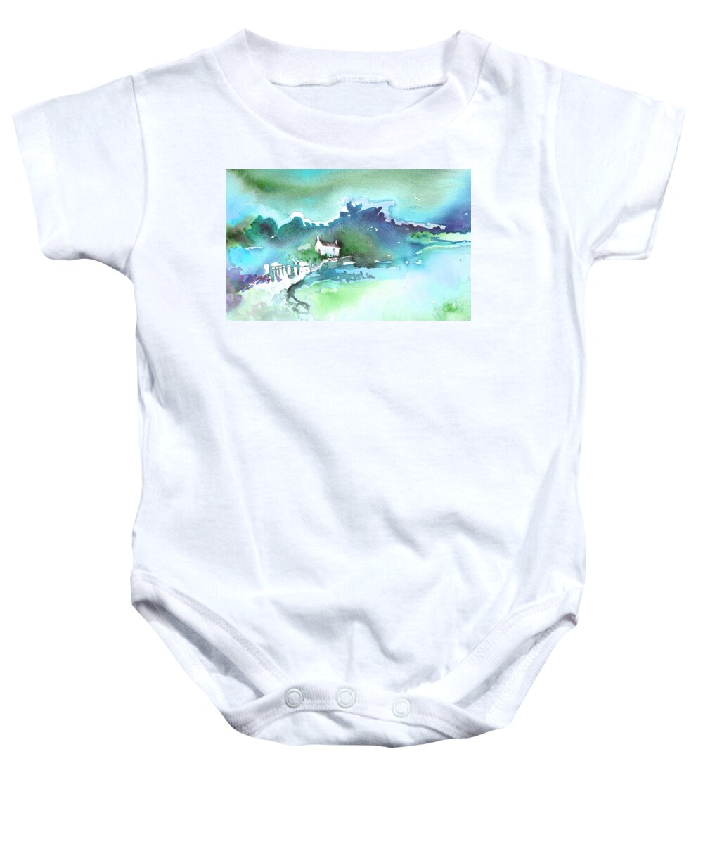Travel Art Baby Onesie featuring the painting Cottage in Scotland by Miki De Goodaboom