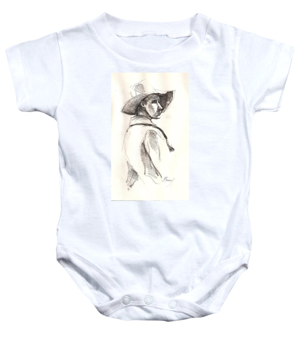 Fashion Baby Onesie featuring the drawing Fashion 1965 two by R Allen Swezey