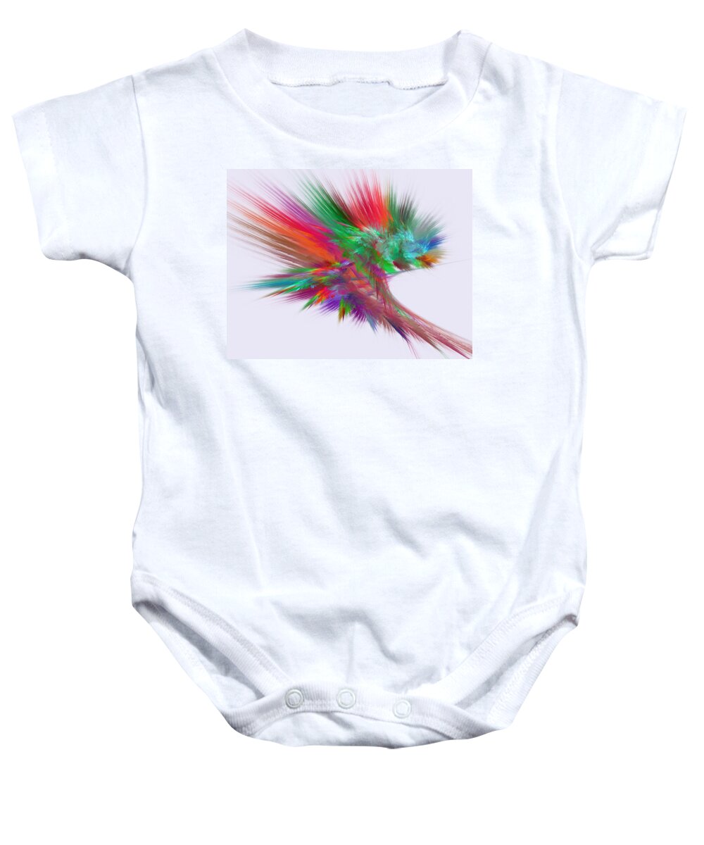 Abstract Baby Onesie featuring the digital art Feathery Bouquet on White - Abstract Art by Rod Johnson