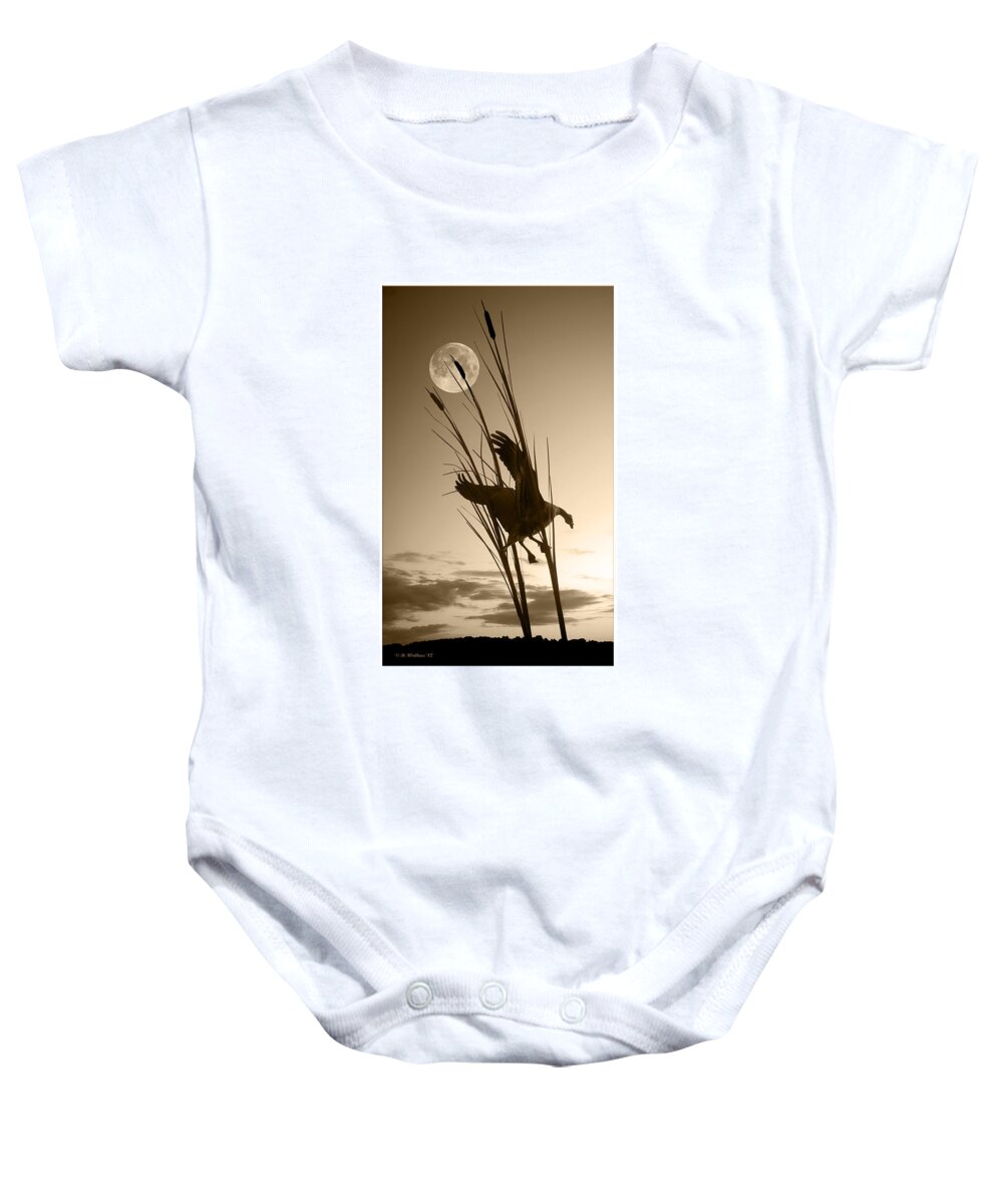 2d Baby Onesie featuring the photograph Goose At Dusk - Sepia by Brian Wallace