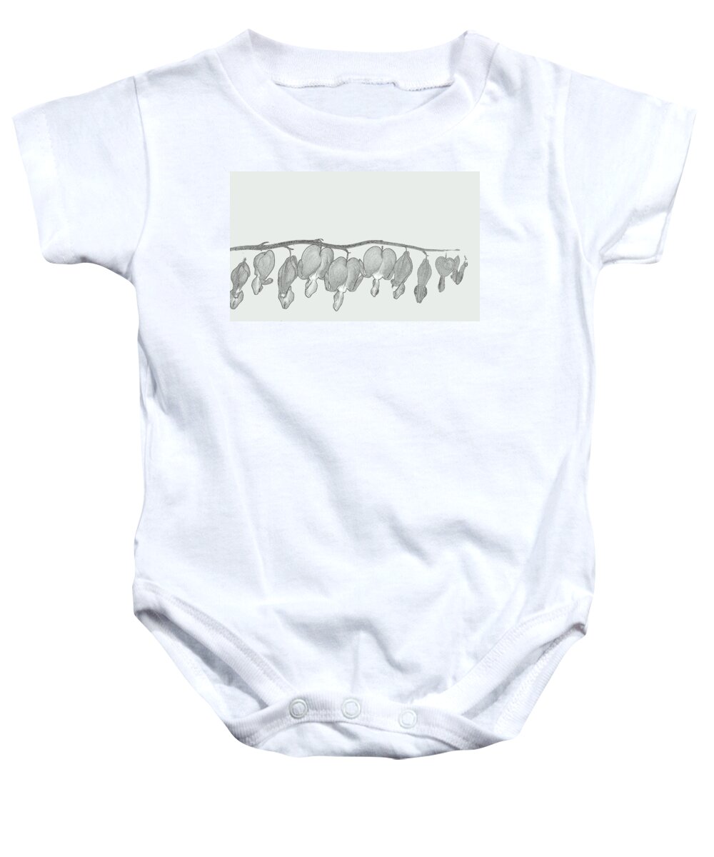 Black And White Baby Onesie featuring the photograph Hearts of a sketch by Kim Galluzzo