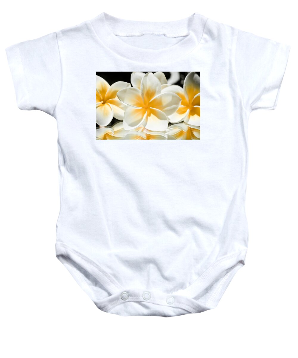 Artistic Baby Onesie featuring the photograph Mirrored Plumerias by Joe Carini - Printscapes