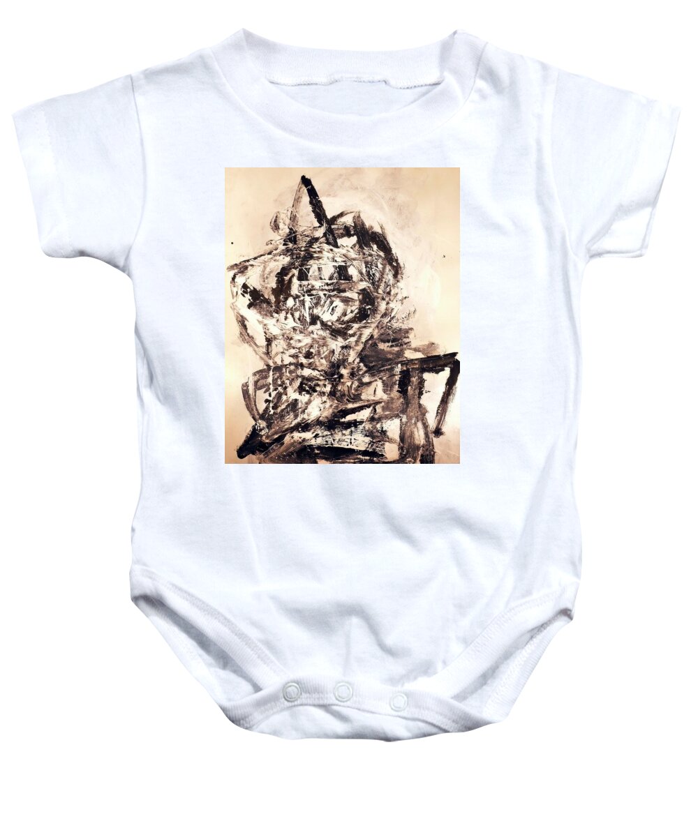  Baby Onesie featuring the painting Monoprint Portrait 3 by JC Armbruster