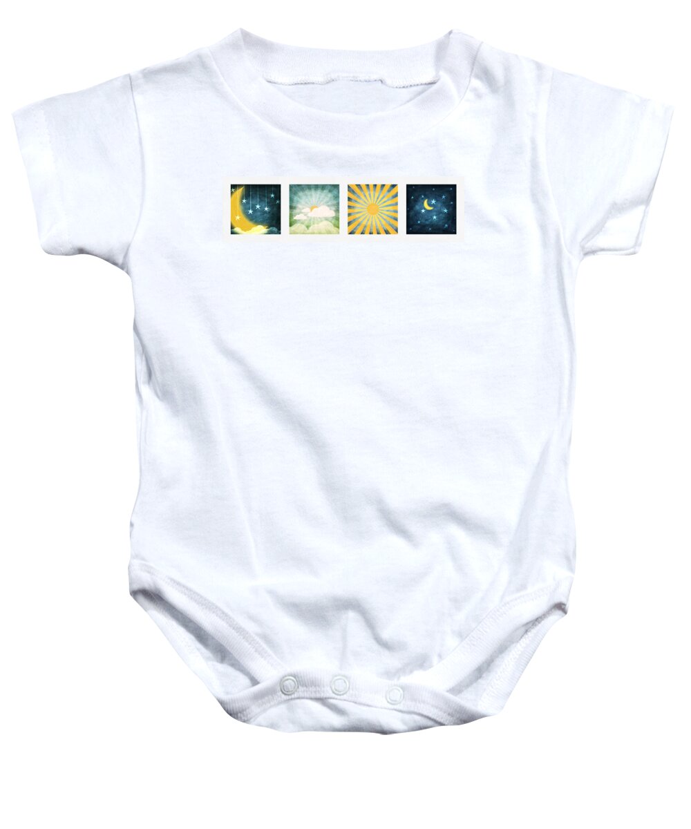 Day Baby Onesie featuring the painting Night And Day by Setsiri Silapasuwanchai