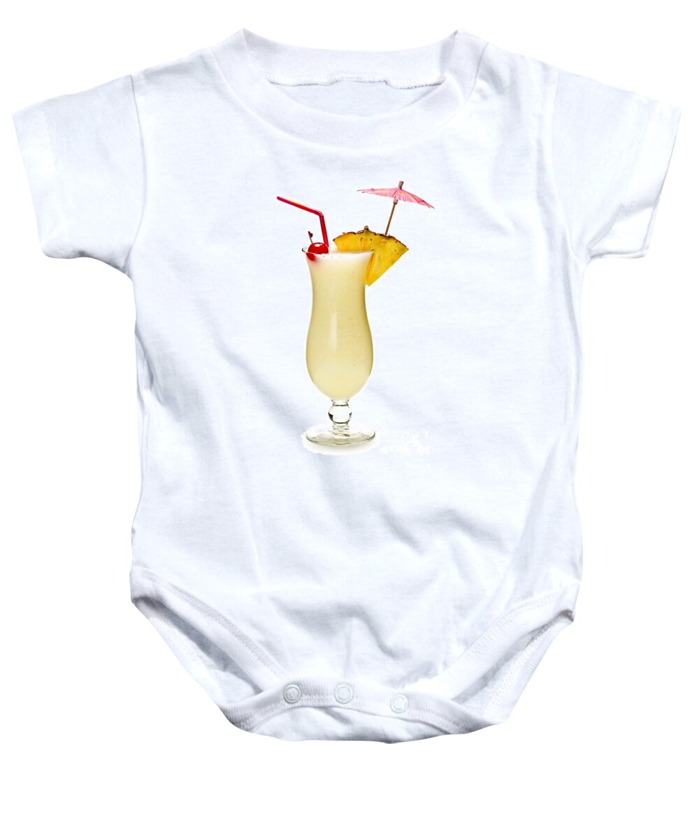 Pina Baby Onesie featuring the photograph Pina colada cocktail by Elena Elisseeva