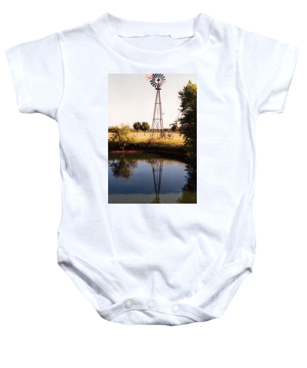 Windmill Baby Onesie featuring the photograph Prairie Windmill by Al Griffin