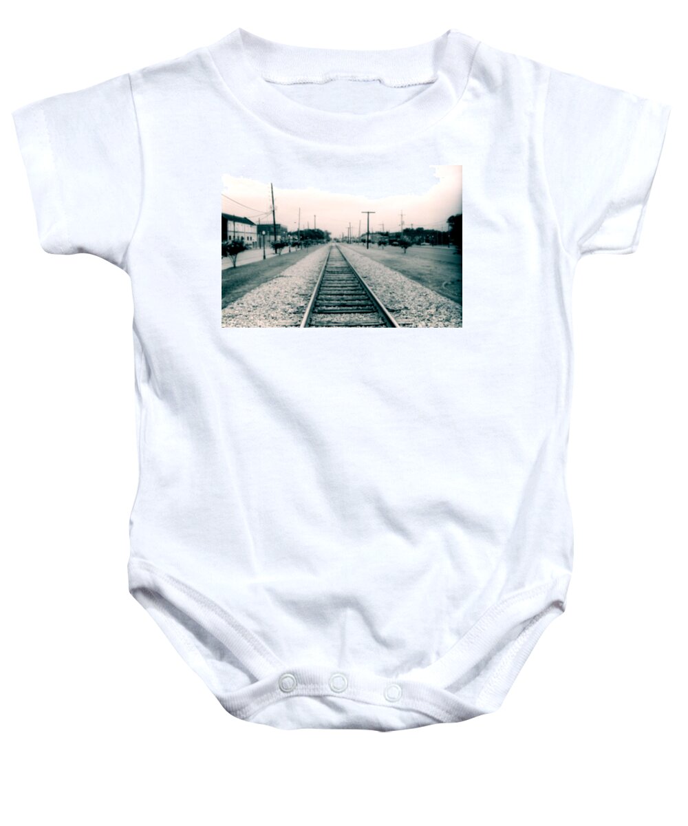Louisiana Baby Onesie featuring the photograph Railroad Tracks Rayville Louisiana by Doug Duffey