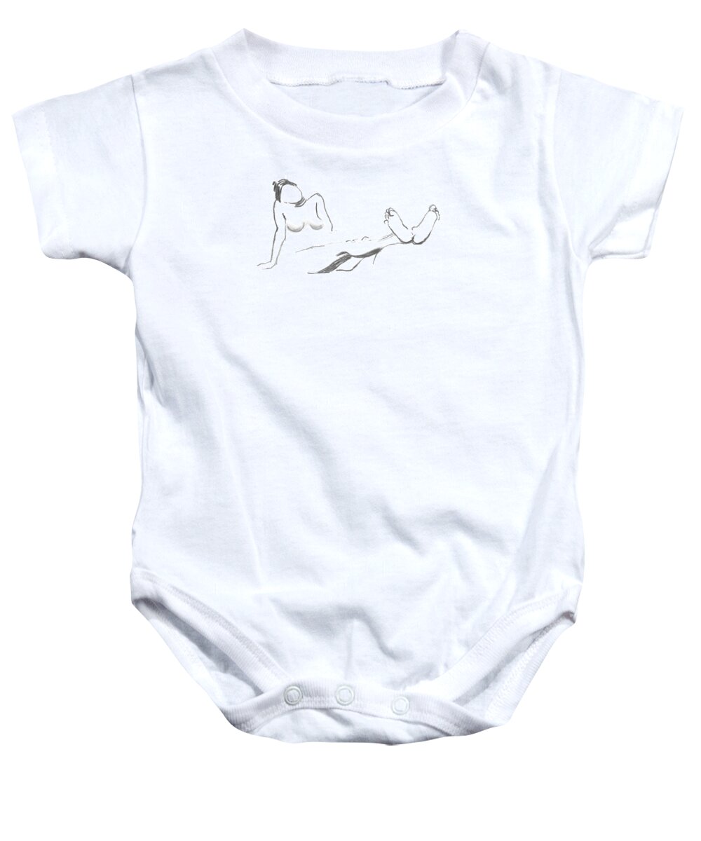 Please Baby Onesie featuring the drawing Relax by Marica Ohlsson