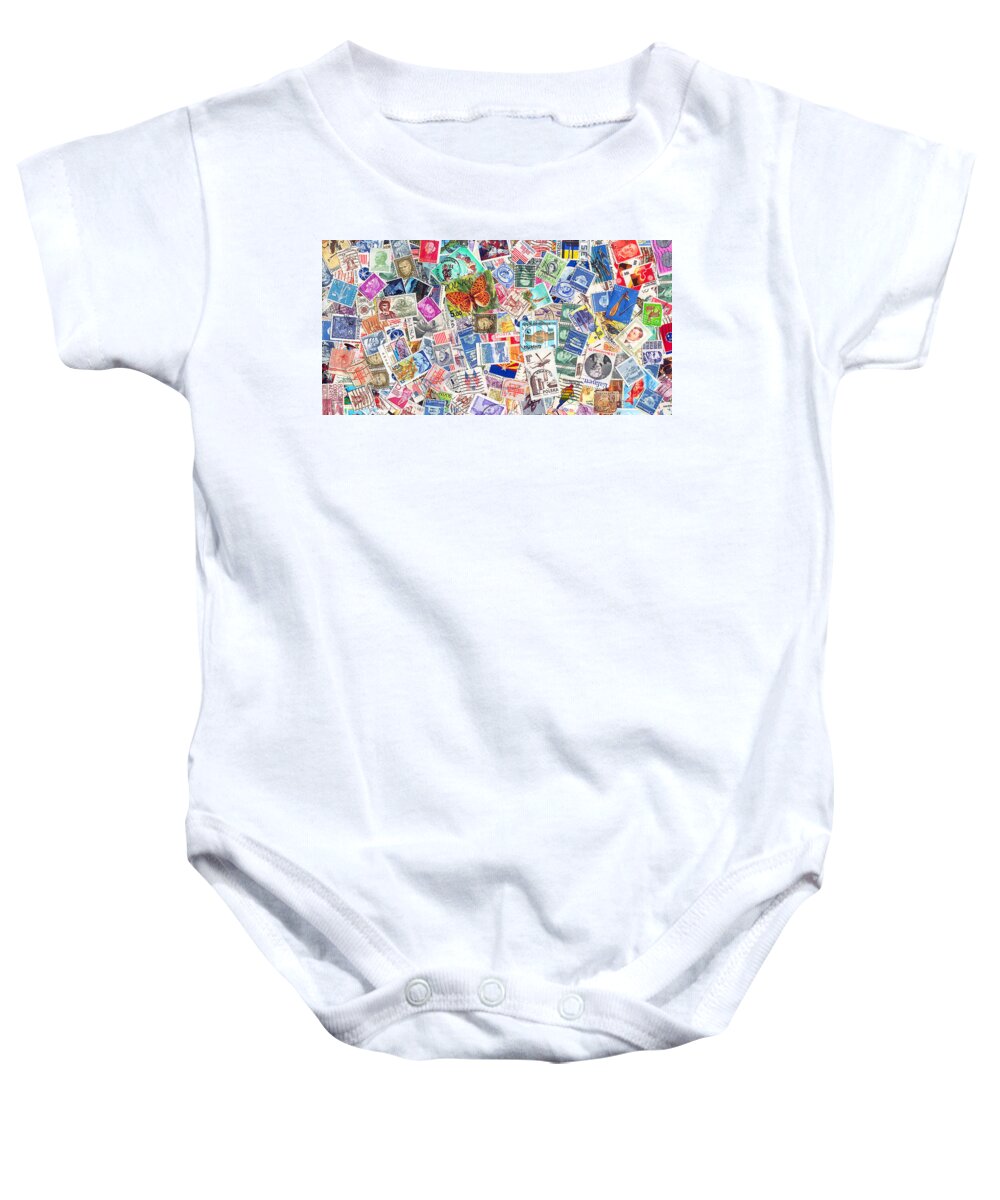 Kitsch Baby Onesie featuring the photograph Stamp Collection . 2 to 1 Proportion by Wingsdomain Art and Photography