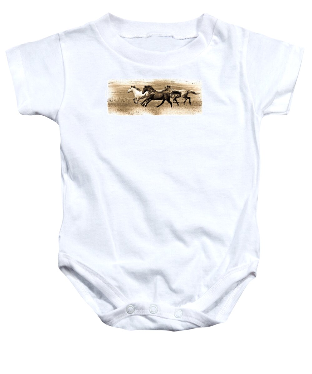 3 Horses Baby Onesie featuring the photograph Three Horses Fade by Steve McKinzie