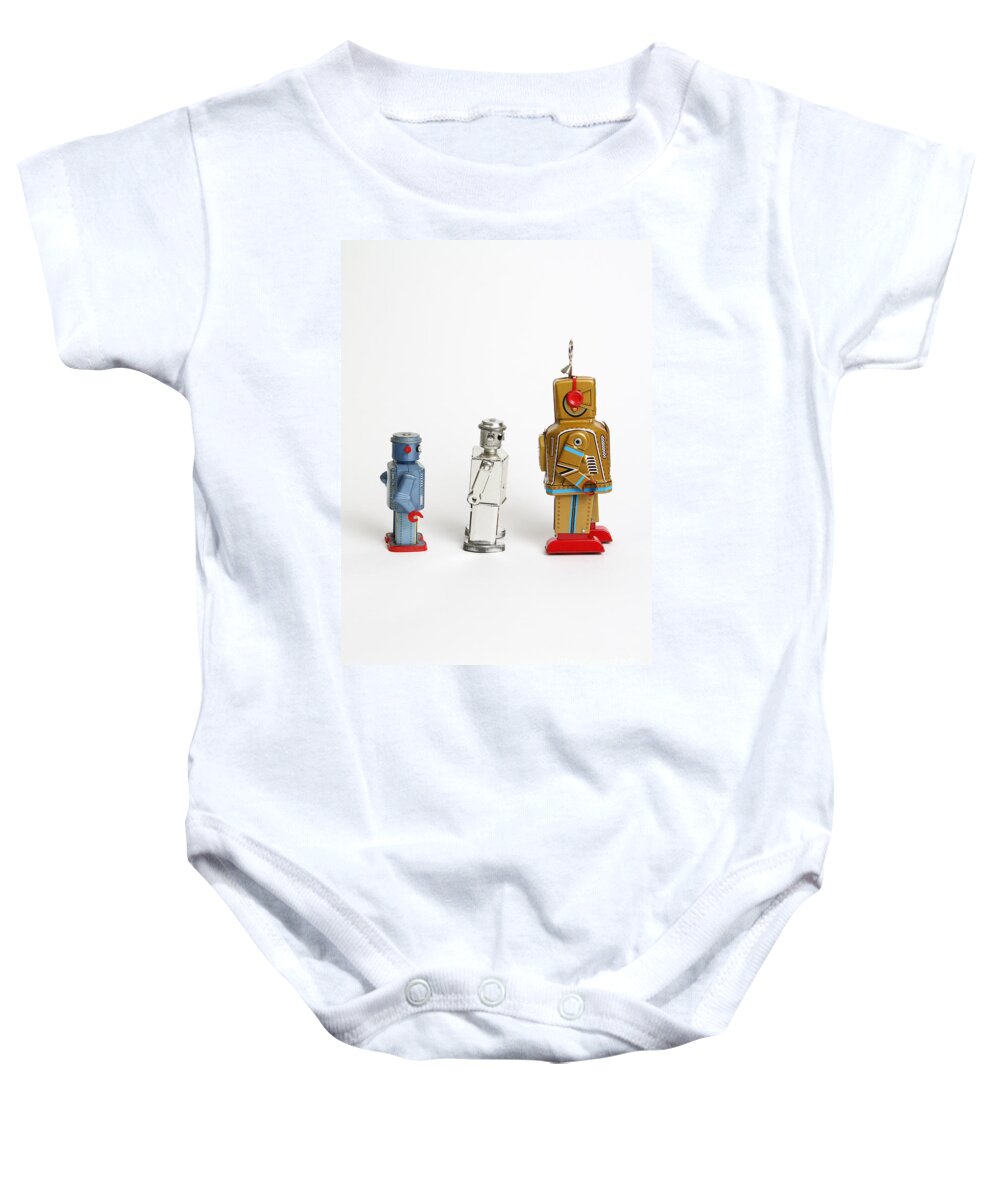 Tin Toy Baby Onesie featuring the photograph Toy Robots by Photo Researchers Inc