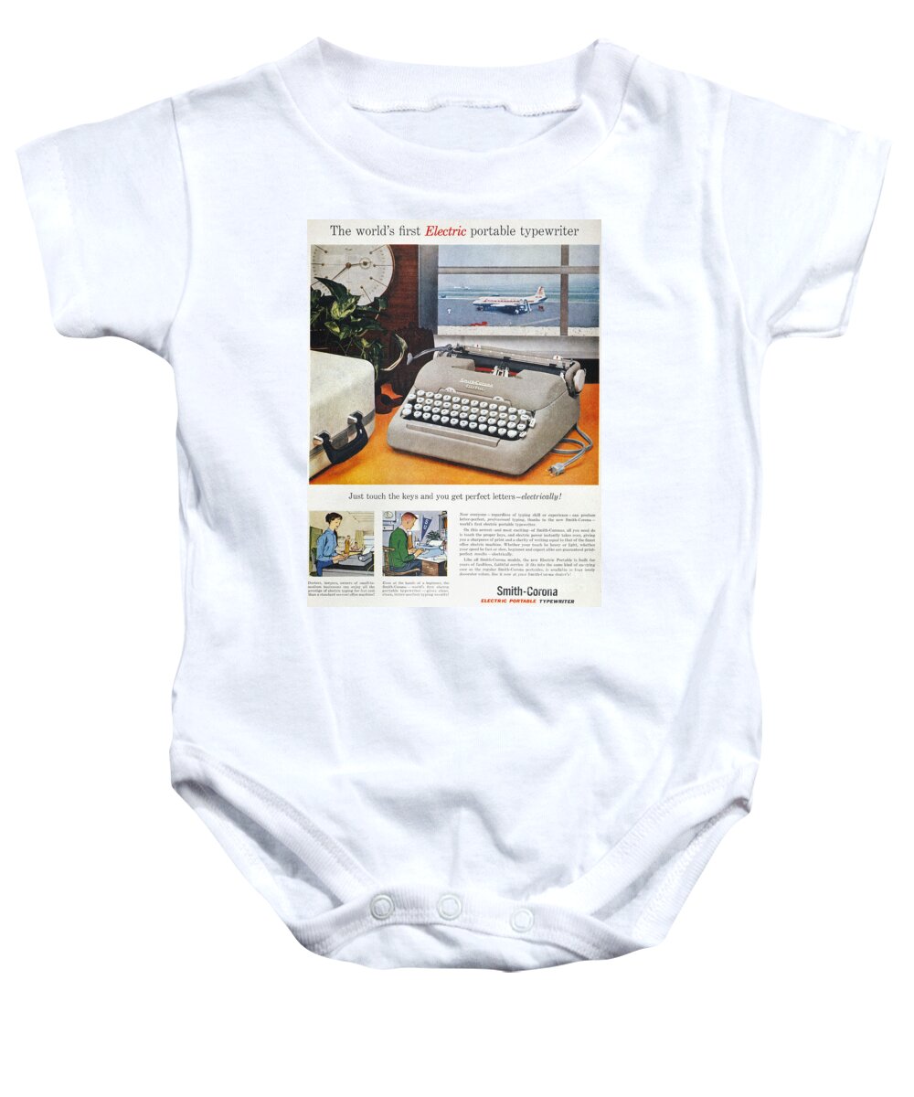 1957 Baby Onesie featuring the photograph Typewriter Ad, 1957 by Granger
